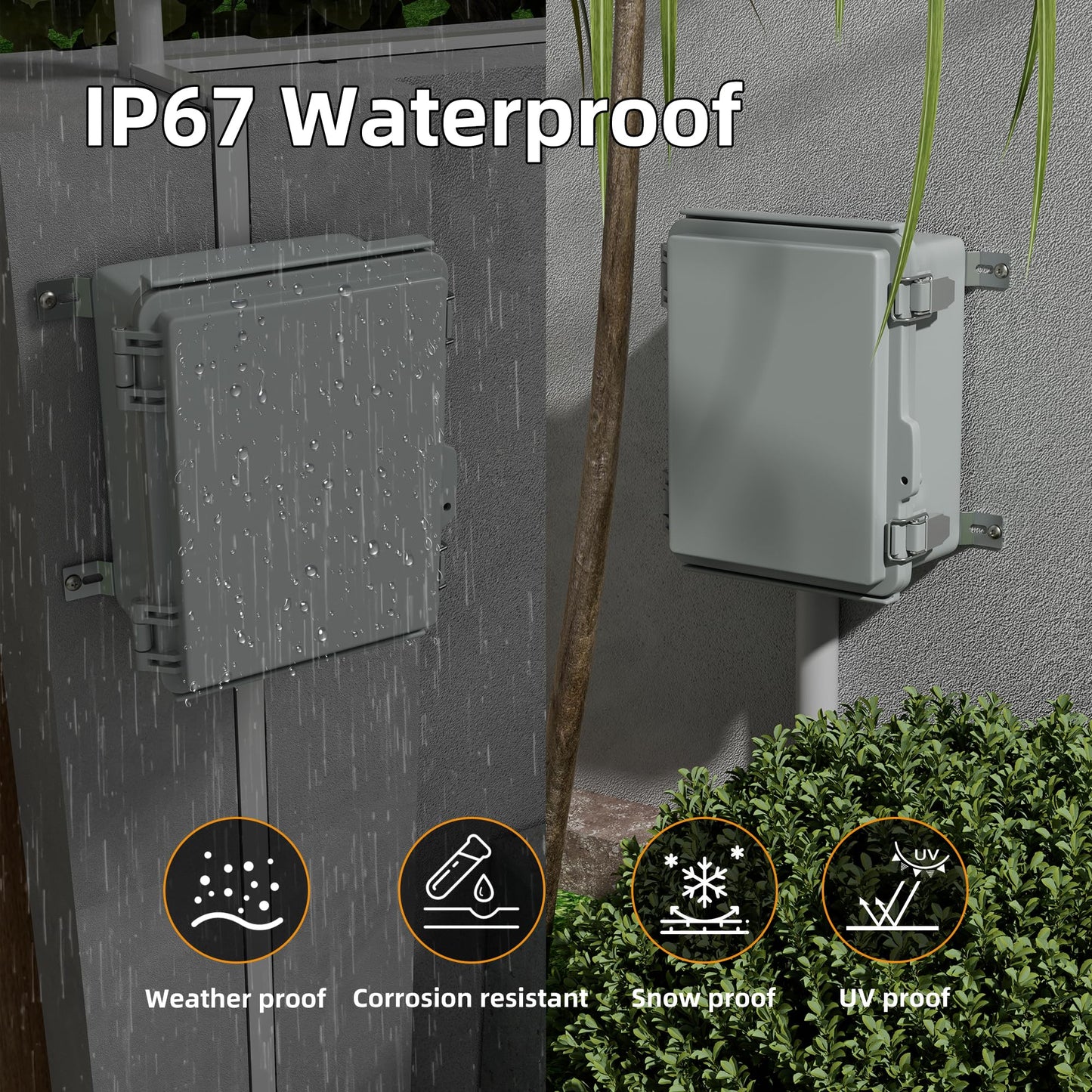 Joinfworld Weatherproof Electrical Box - Waterproof Nema 4 Plastic Enclosure 8.7x6.7x4.3"