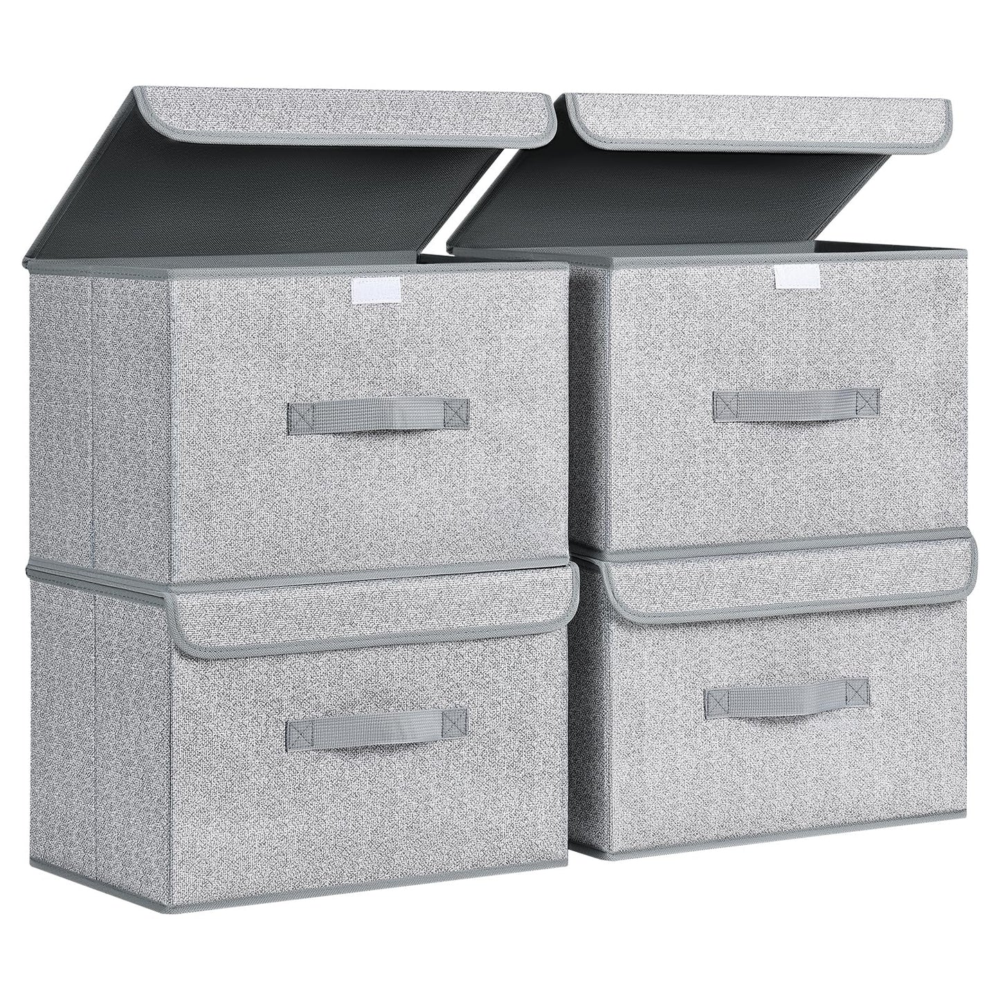 DIMJ Foldable Storage Box, 4 Pack Stackable Storage Bin Storage Box Organizer Large Storage Box with Lids and Handles Closet Organizers and Storage for Bedroom,Clothes Books (Ant Grey)