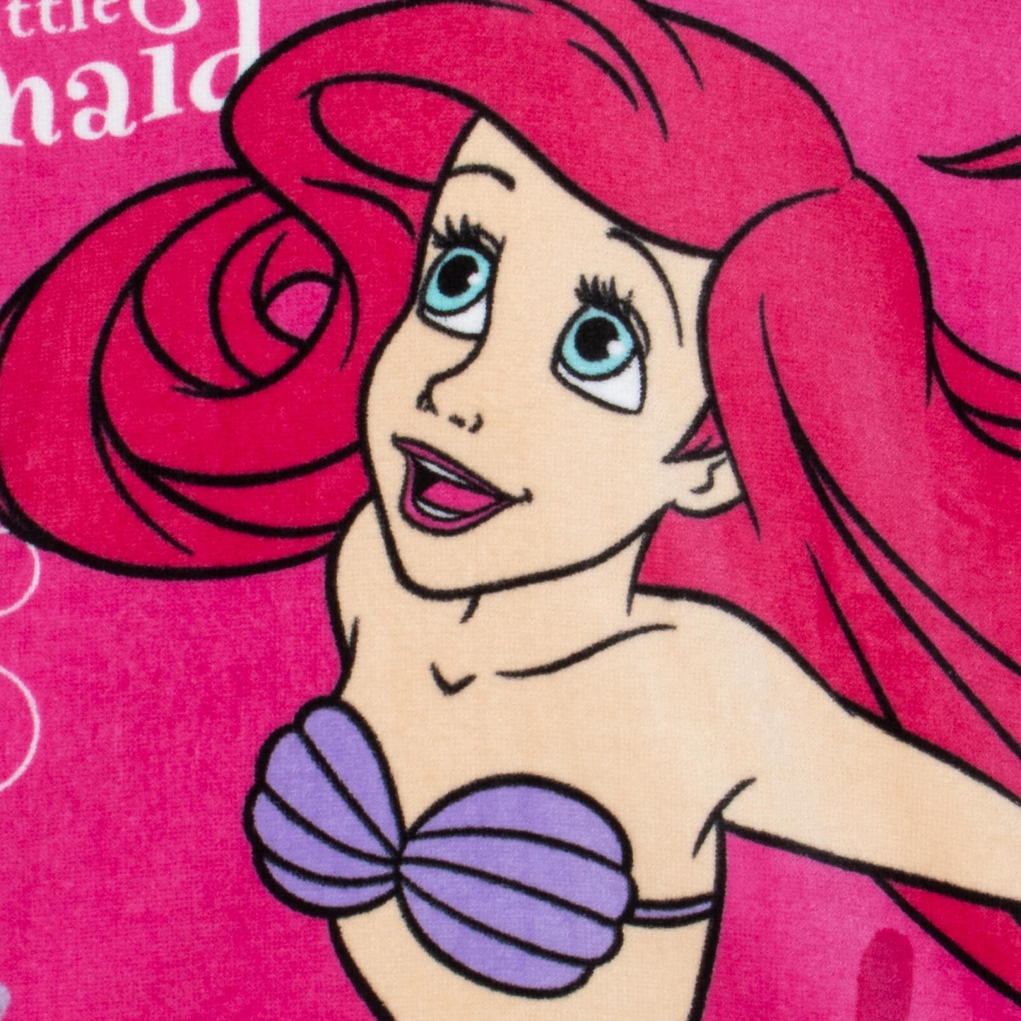 Disney Girls Beach Towel | Ariel Towel Poncho | Cotton Hooded Towel | The Little Mermaid Towels for Girls | One Size Pink