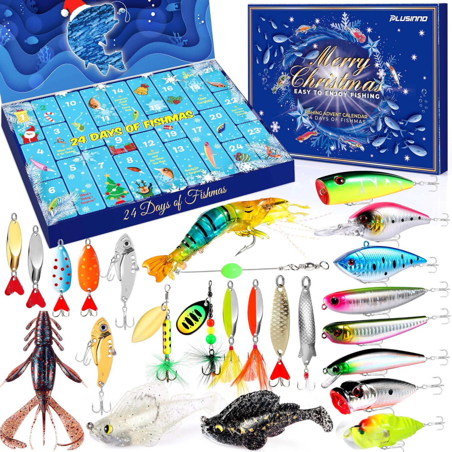 Advent Calendar 2025 Adult Fishing Advent Calendar Fishing Gifts For Men Teens Boys 24 Days Christmas Countdown Calendar Fishing Tackle Lures Gifts For Men