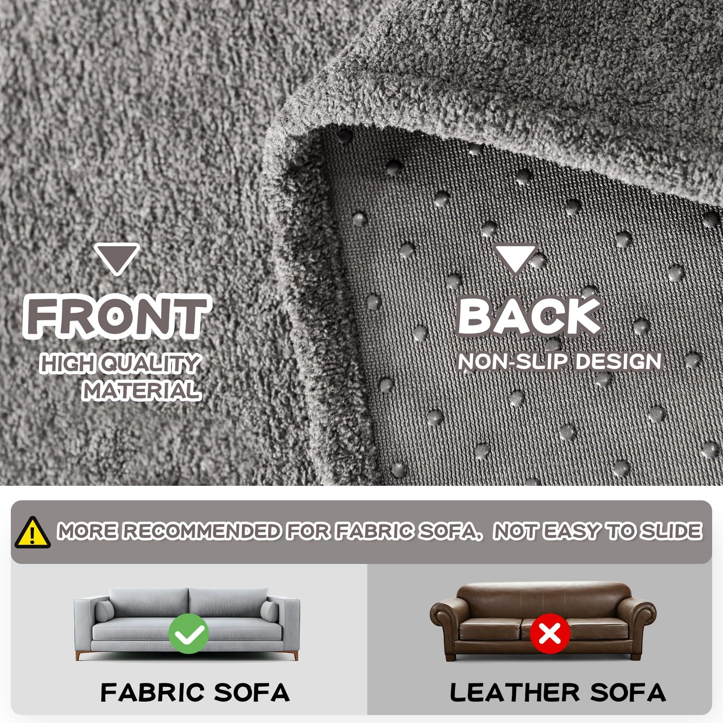 MYSKY HOME Couch Covers Sofa 2 Seat, Non-Slip Soft Sofa Slipcover Furniture Protector, Washable Futon Covers, Towel Blanket Pet Friendly for Dogs, 71" x 118", Grey