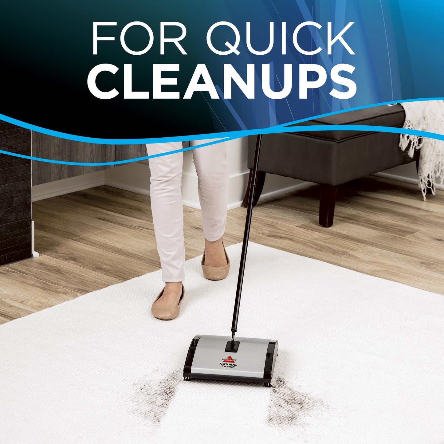 BISSELL 92N0C Natural Sweep Dual Brush Cordless Sweeper, Made of 100% Recycled Plastic and is PVC-Free with Corner Brushes and Durable Design