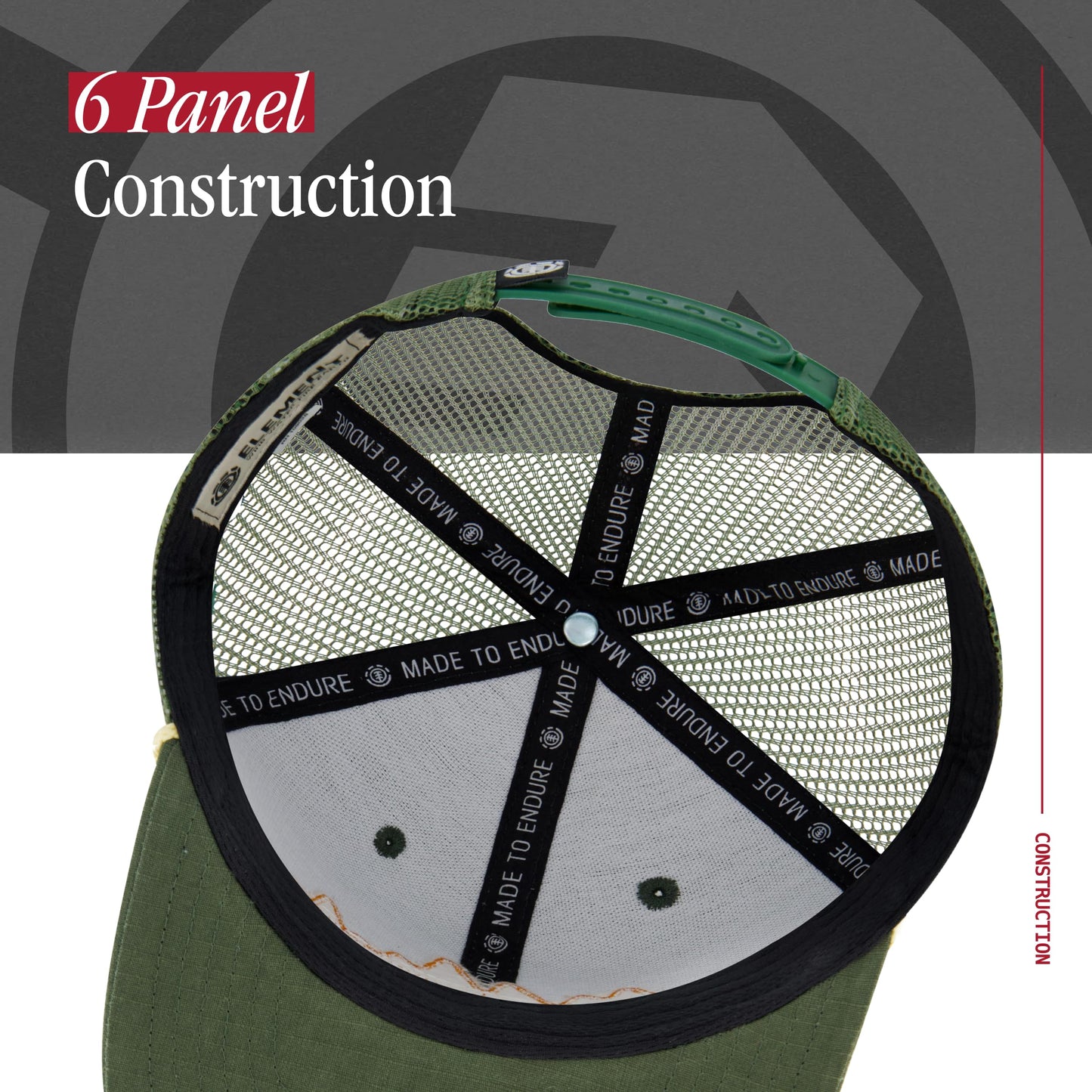 Element Trucker Hat, Adult Baseball Cap with Straight Brim, Olive, One Size, Olive, One Size