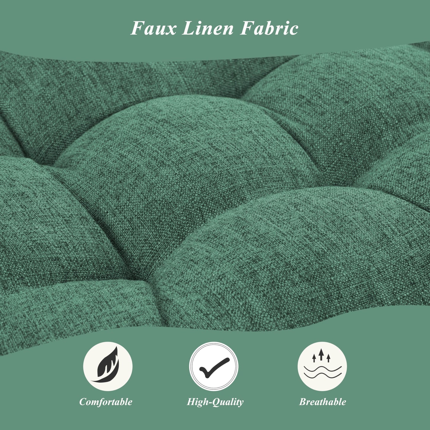 FlyGulls Bench Cushion for Indoor Furniture Rectangle Bench Seat Cushion for Bay Window Entryway Bench Thick Textured Chair Cushion with Non-Slip Backing 1 Pack 48 x 19 inch (1, Green)