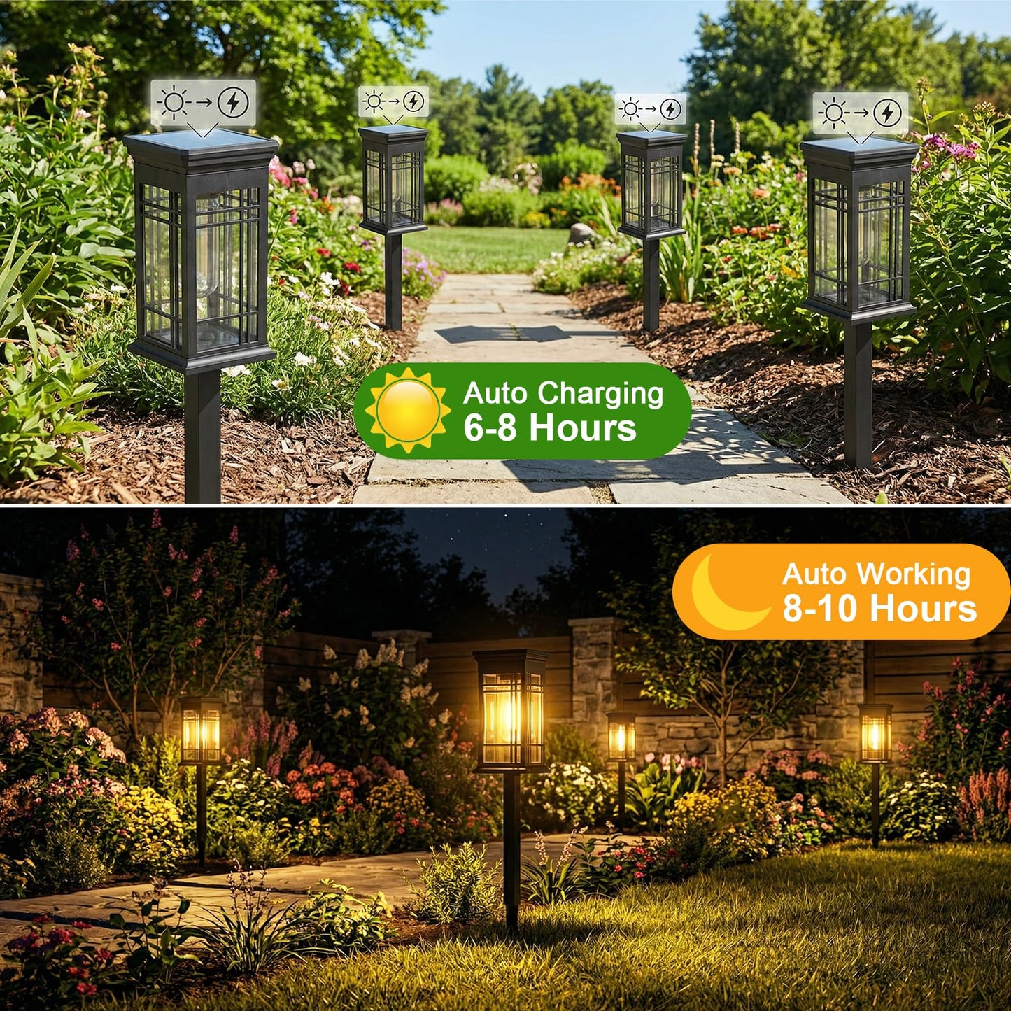 Fohil Solar Lights Outdoor Waterproof 4 Pack, LED Solar Garden Lights, Solar Pathway Lights for Yard, Path, Driveway Landscape Garden Decor-Square