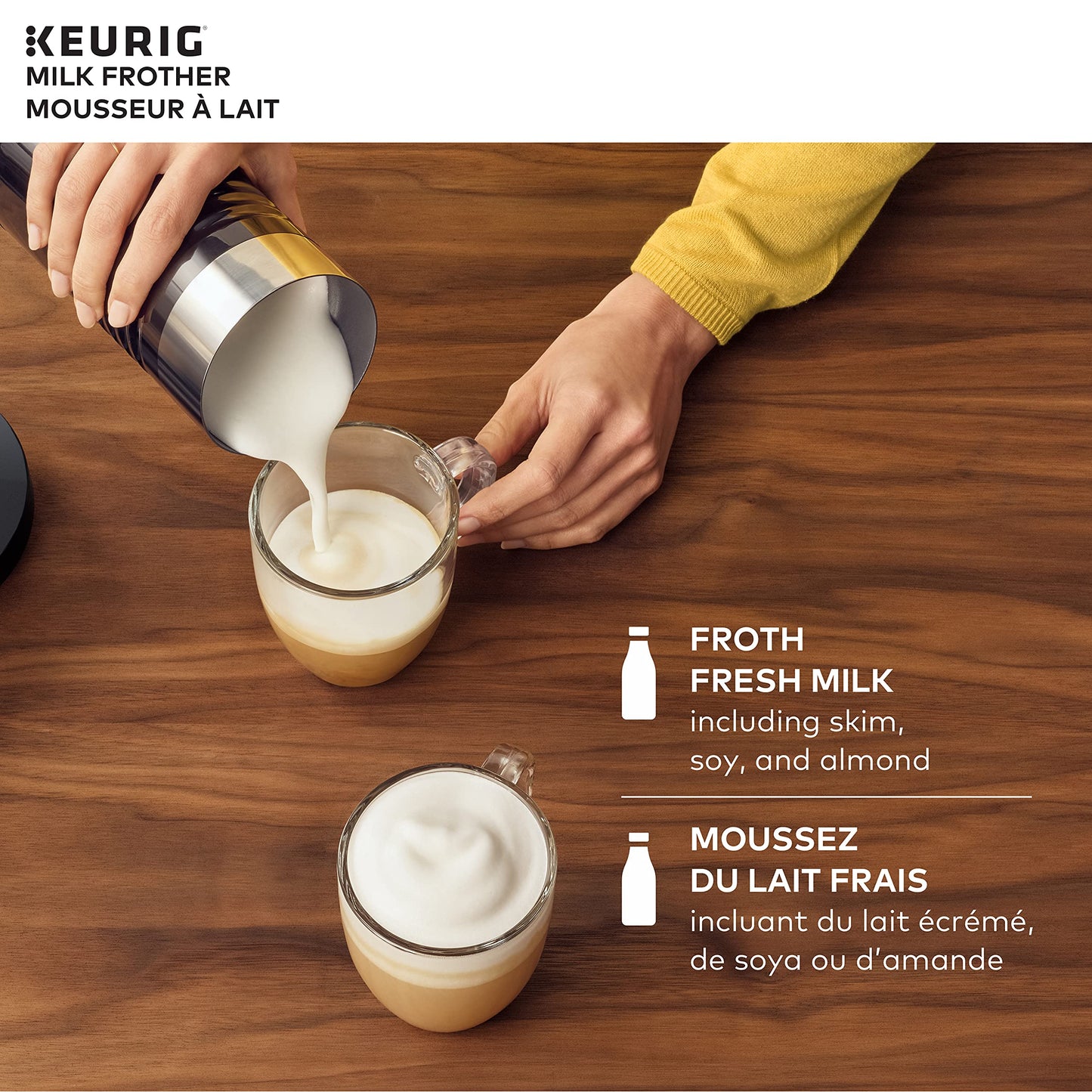 Keurig Milk Frother For Lattes And Cappuccinos, Features Hot And Cold Function, Black