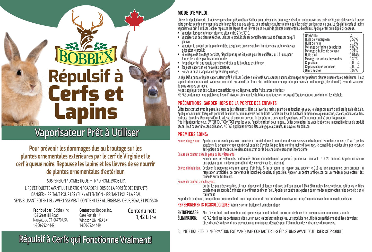 Bobbex Deer & Rabbit Repellent Ready to Use 1.42 Liter