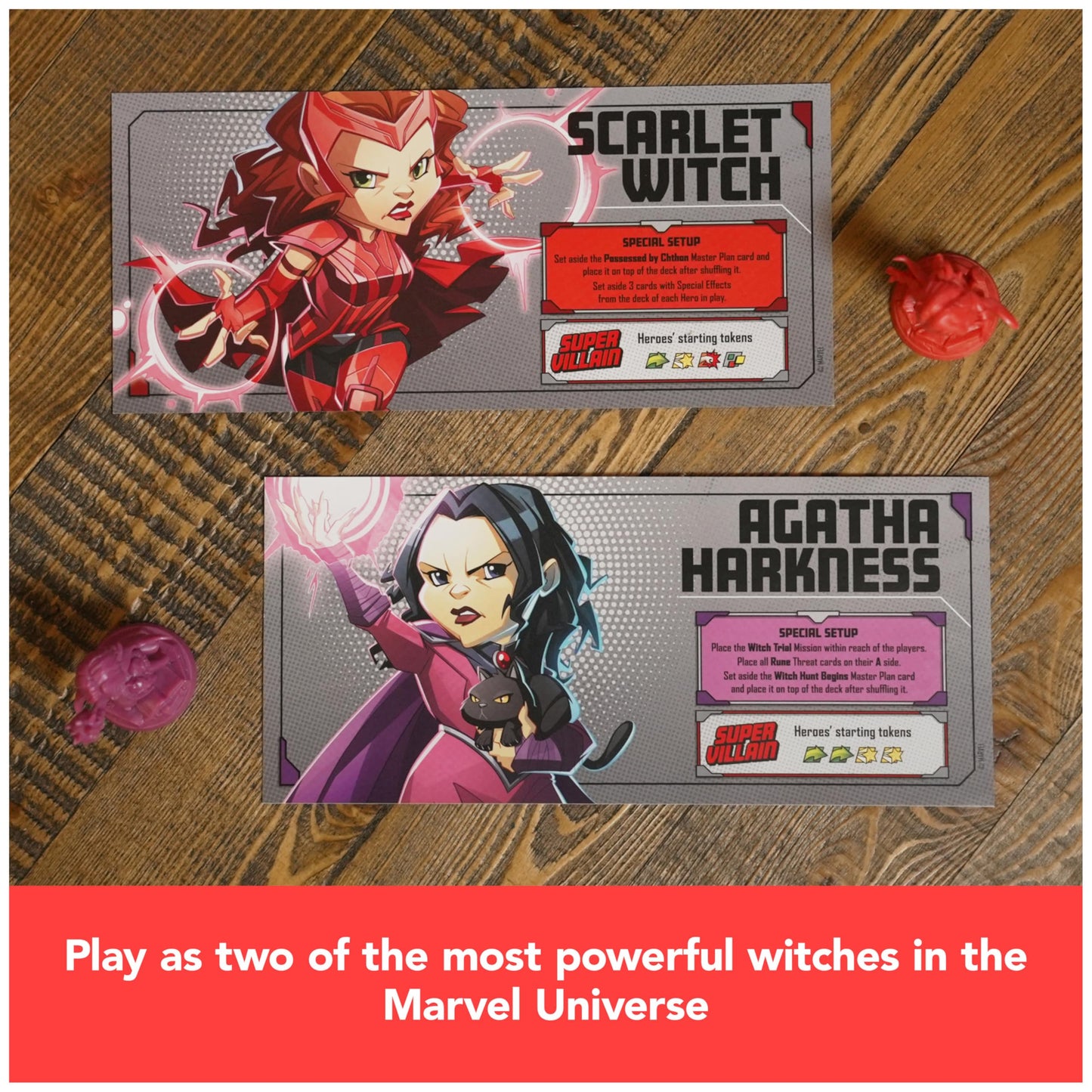 Spin Master Games, Marvel United: Witching Hour Expansion Pack with Scarlet Witch & Agatha Harkness Miniatures, Limited Edition Trade Show Exclusive, Board Games for Adults, 1-5 Players, Ages 14 & Up