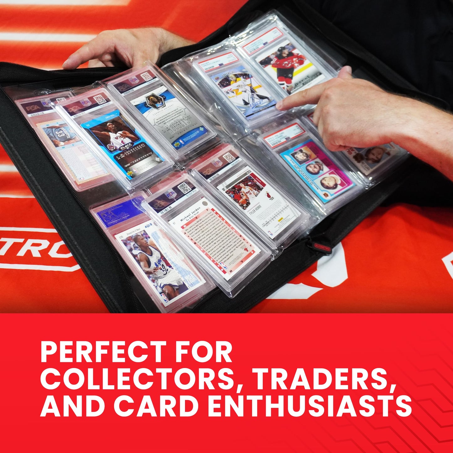 EVORETRO Graded Card Storage Binder – Diamond PU Leather Binder Fits 36 PSA, CGC Slabs, Card Graded Organizer with Zipper Closure for Collectible Protection & Display