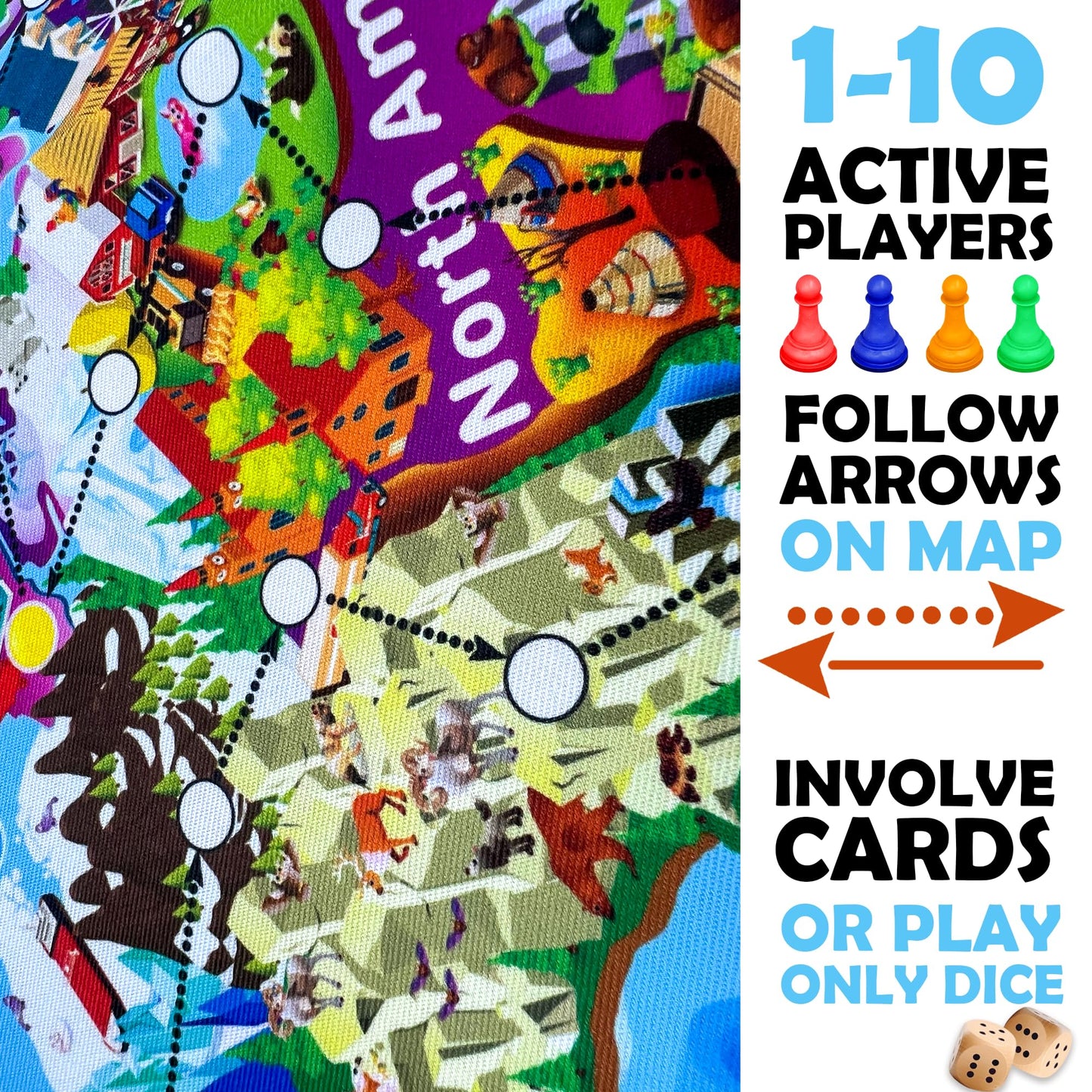 QUOKKA Board Game 1 to 10 Players - Learning, Educational - Geography, World - 100 Question Cards, Top Facts - Indoor, Outdoor - Kids, Teens, Adults, Family