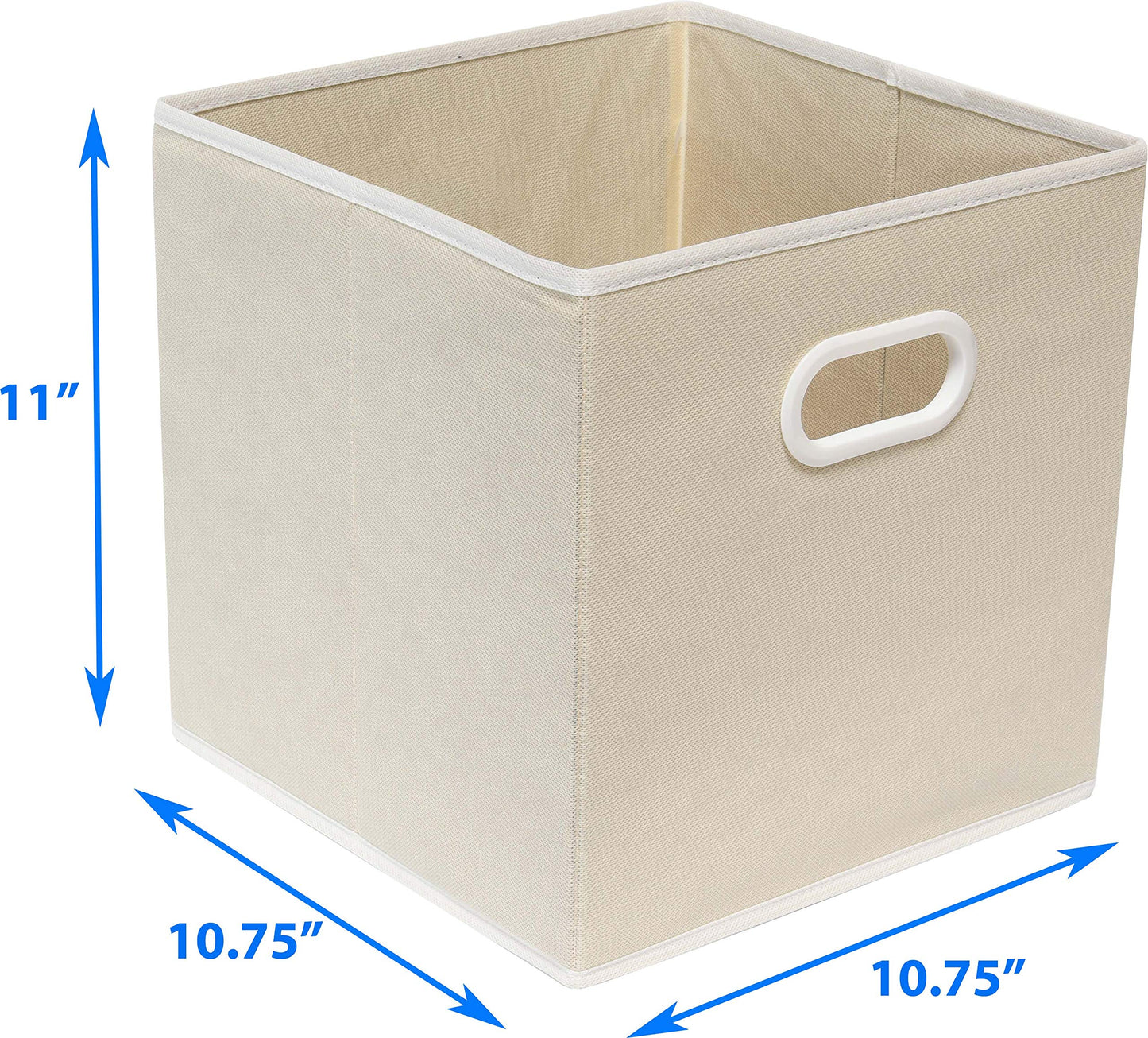 Simple Houseware 11 Inch Foldable Cube Storage Bin with Handle, 6 Pack, Beige