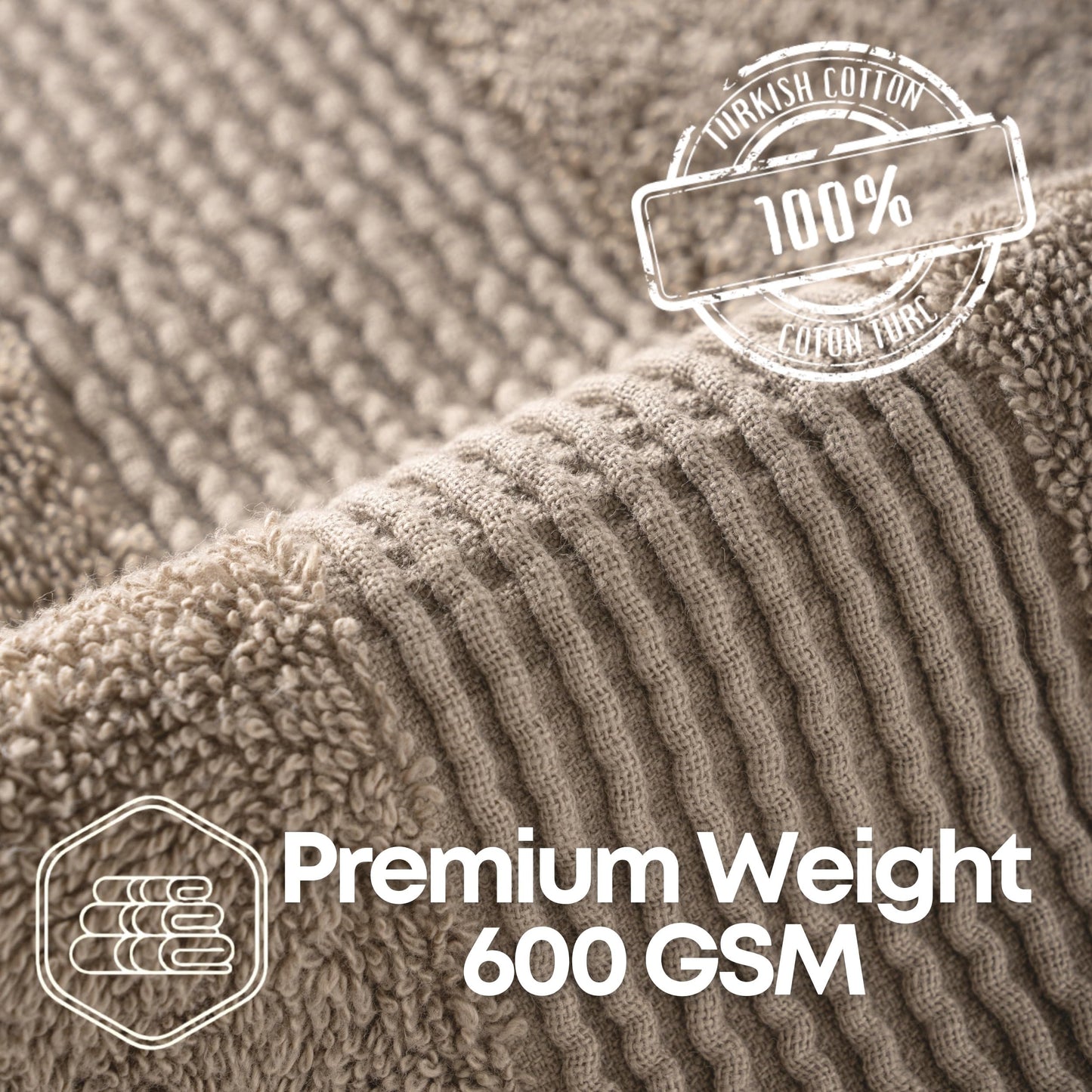 Harbourloom Boulevard Series Luxury Bath Towels – 2 Pack 600 GSM Turkish Cotton Bath Towel Set, Soft Plush Absorbent & Quick-Dry Bathroom Towels, Hotel & Spa Quality, 28 x 55 in (Taupe Quartz)