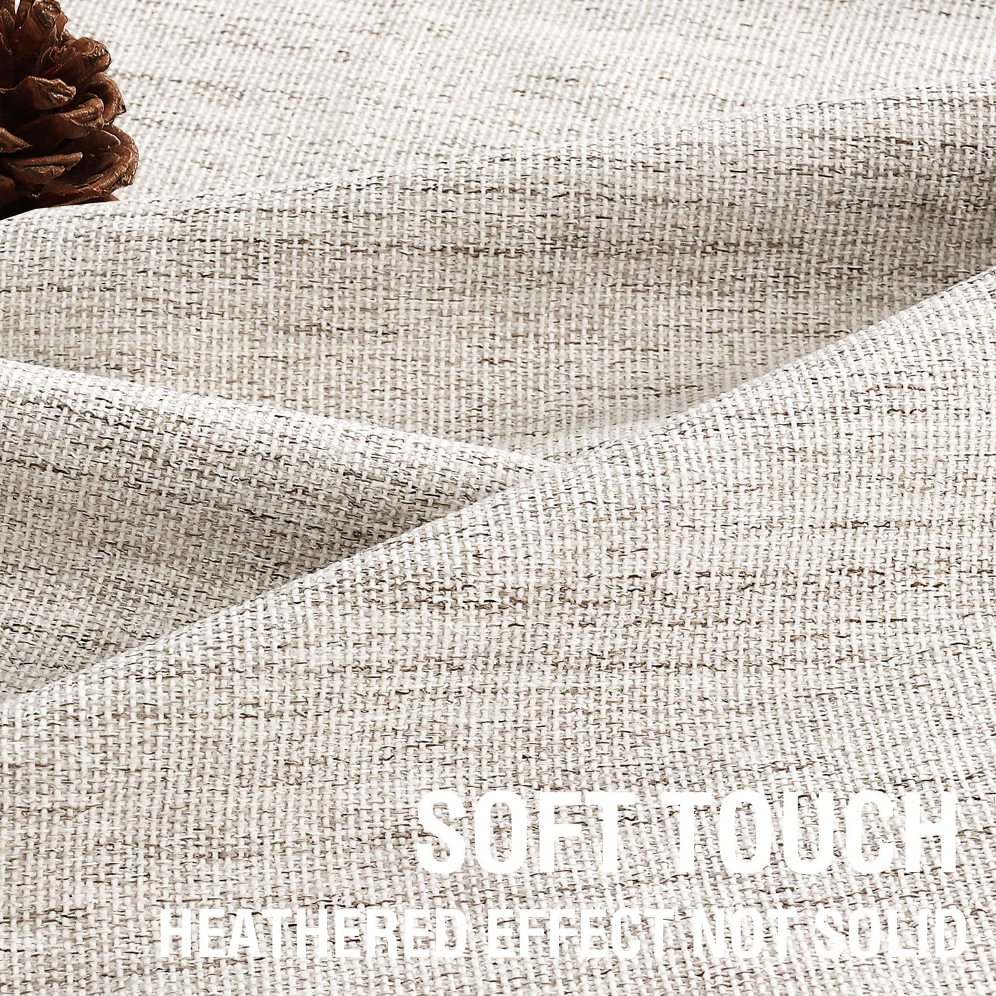 H.VERSAILTEX 100% Blackout Curtains Linen Textured Chenille Curtains Full Light Blocking Thermal Insulated Curtain Panels 84 Inches Long Energy Saving with White Liner, 2 Panels, Heather Natural