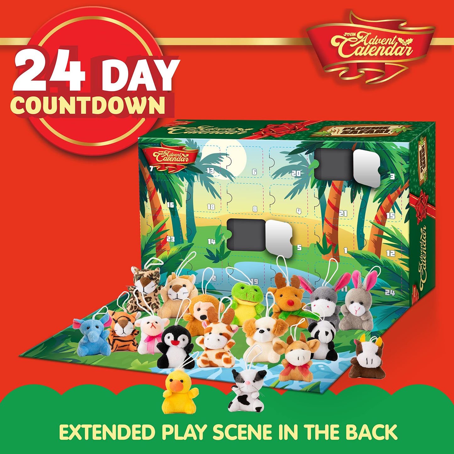 JOYIN 2025 Christmas Advent Calendar with Mini Animal Plush, 24 Days Countdown Advent Calendar with 24 Stuffed Animals, Kids Girls Party Favor, Xmas Gift Classroom Prizes, Christmas Party Favor Gifts