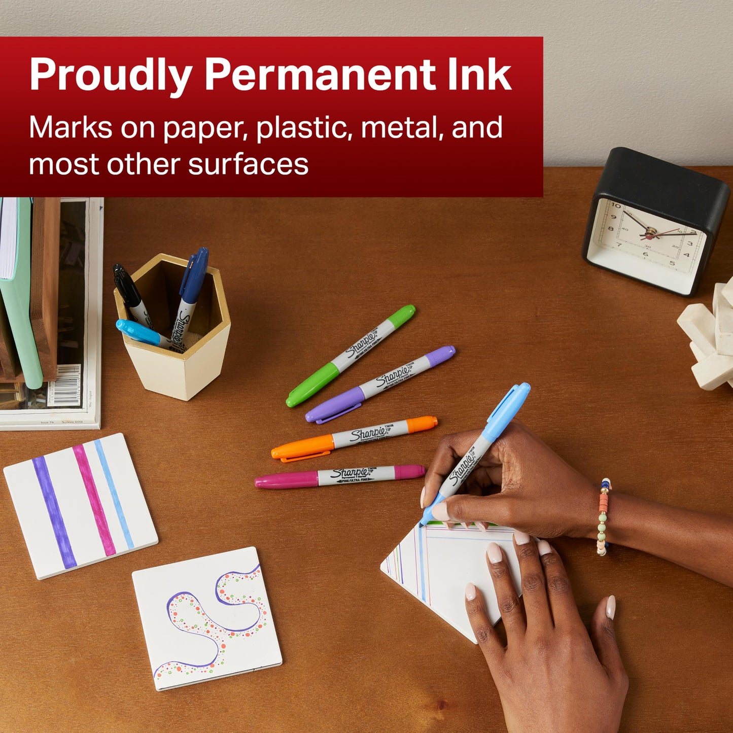 SHARPIE Twin Tip Permanent Markers | Fine & Ultra-Fine Points | Black | 12 Count