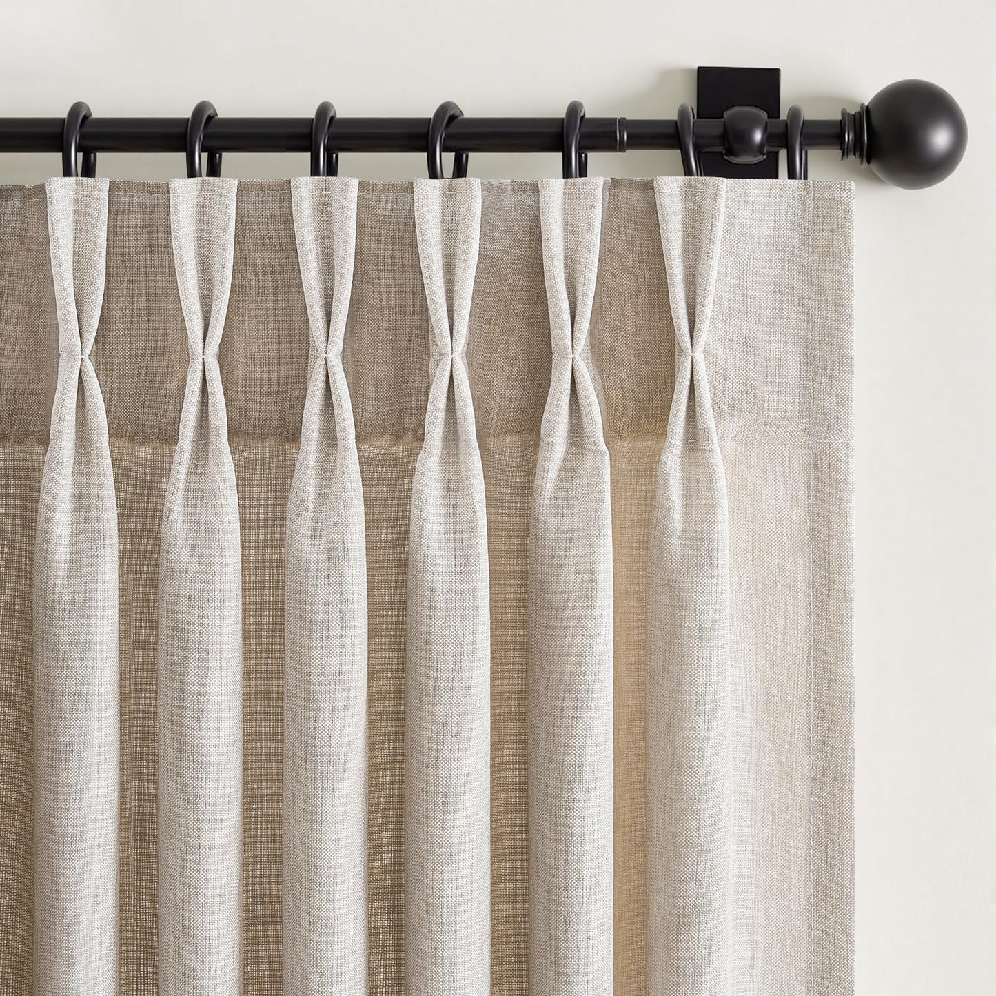 Pinch Pleated Curtains 90 Inches Long 2 Panels Set,Linen Textured Polyester Blend Fabric Aesthetic Advanced Curtain Drapes for Bedroom,7-1/2 ft Length Hooks Rings for Sliding Glass Doors