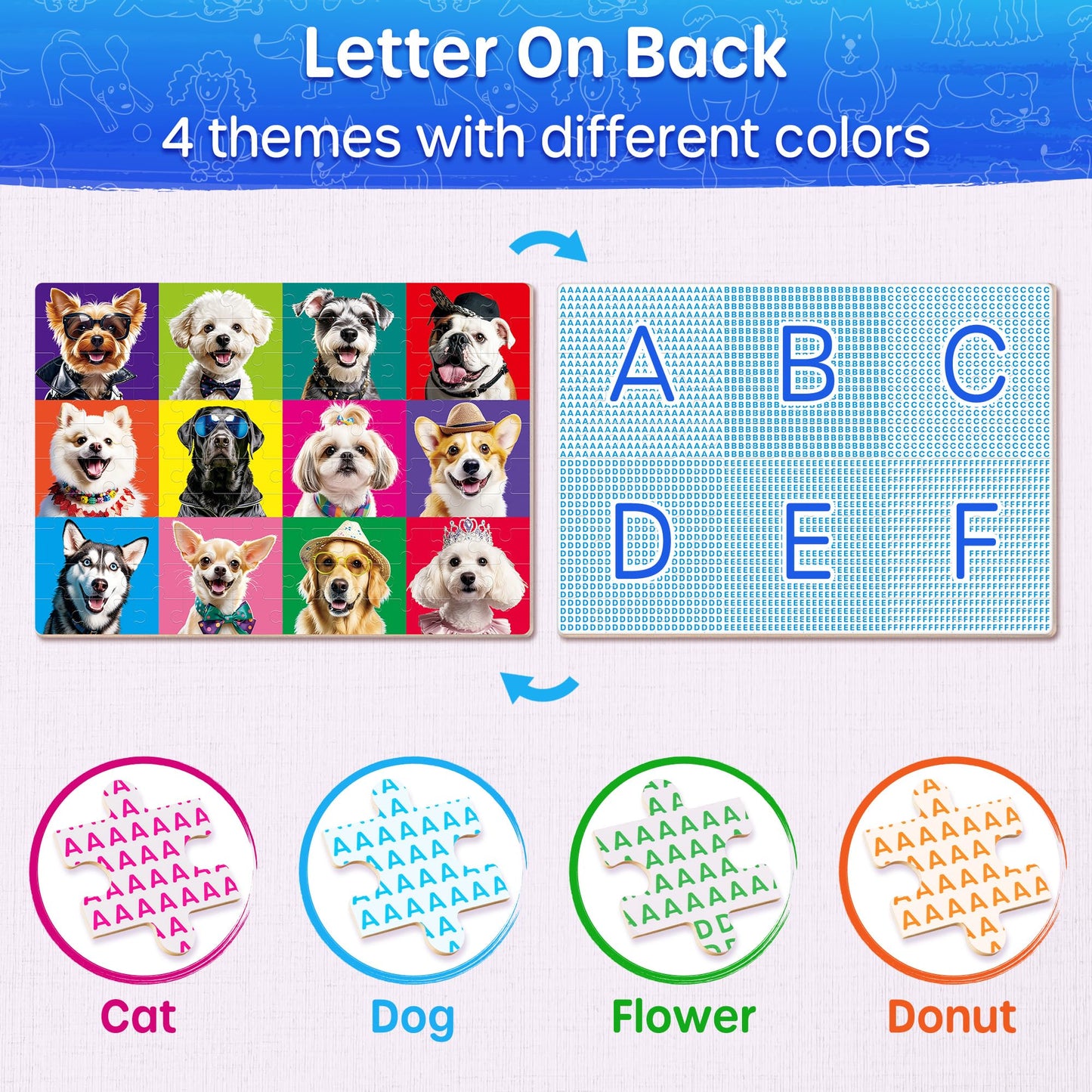 SYNARRY 100 Piece Puzzles for Kids Ages 4-6, Cats Dogs Flowers Donuts Puzzles for Kids Ages 6-8, Large Jigsaw Puzzles for 4-8 Years Old, Educational Toys Gifts for 3-5 5-8 8-10 Years Old Boys Girls