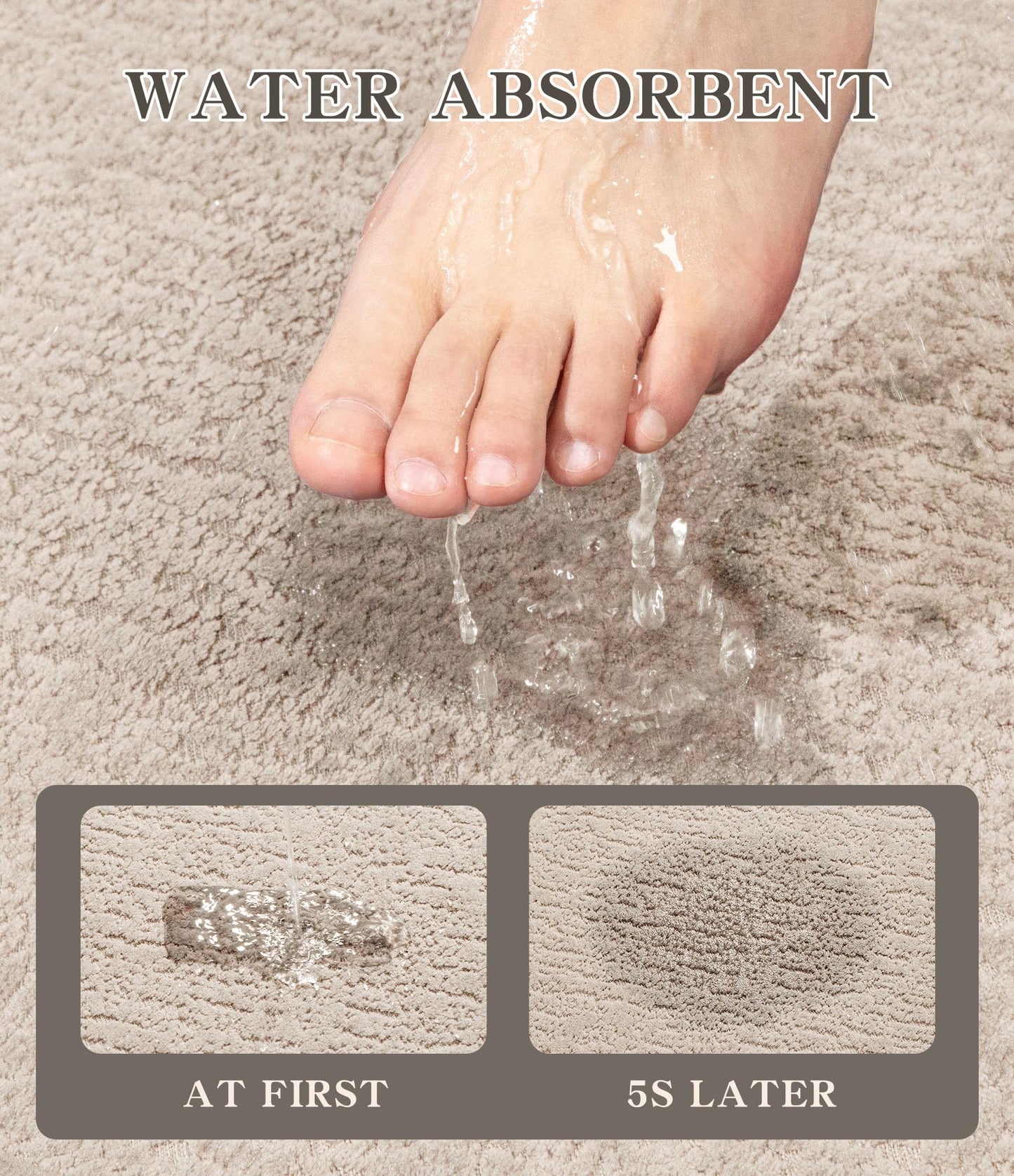 YIHOUSE Bath Mat Sets 2 Piece,Absorbent Quick Dry Bathroom Mat, Bath Mats for Bathroom Rugs Non Slip Washable Thin Bath Rug Fit Under Door,Light Beige