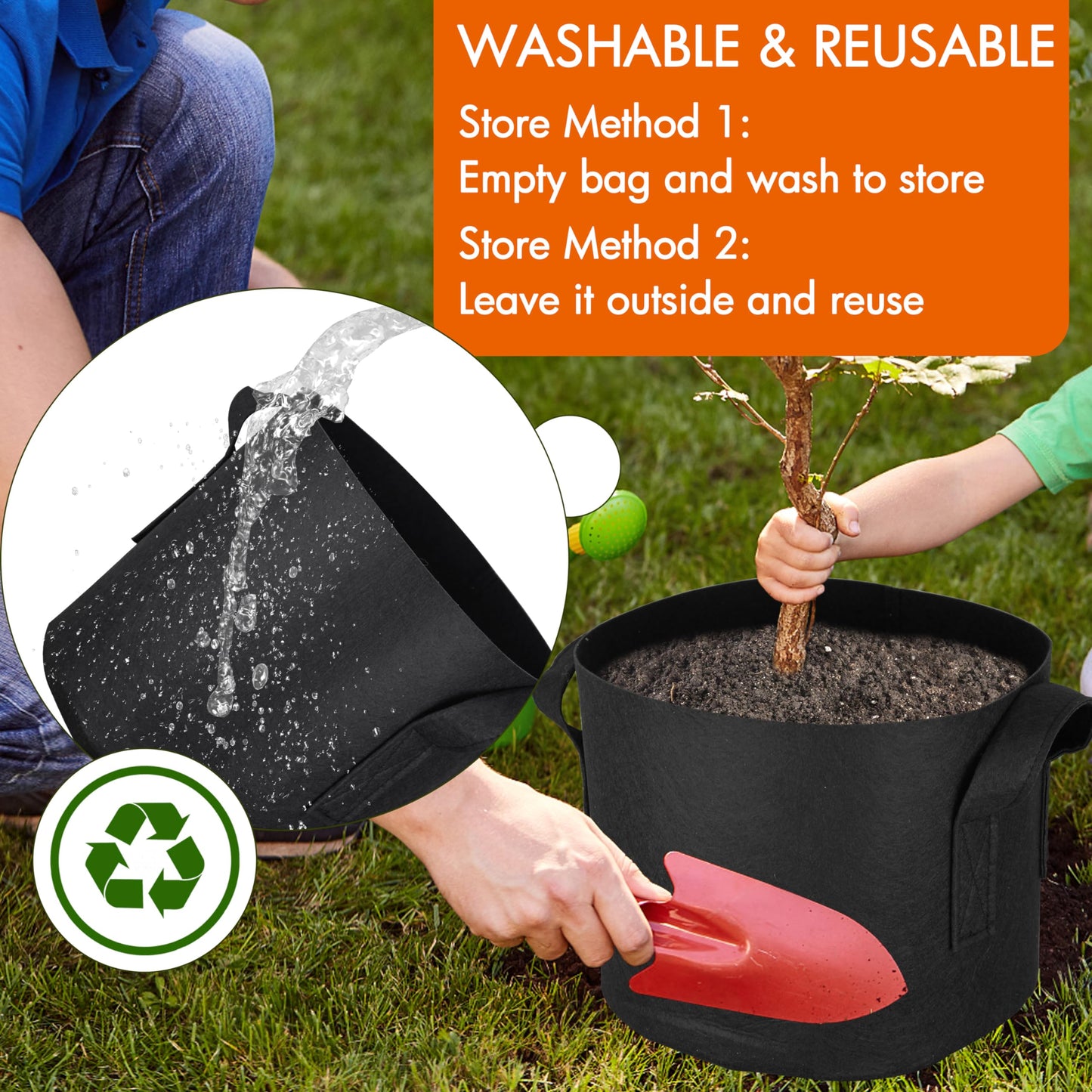 Gardzen 6-Pack 25 Gallon Grow Bags, Aeration Fabric Pots with Handles