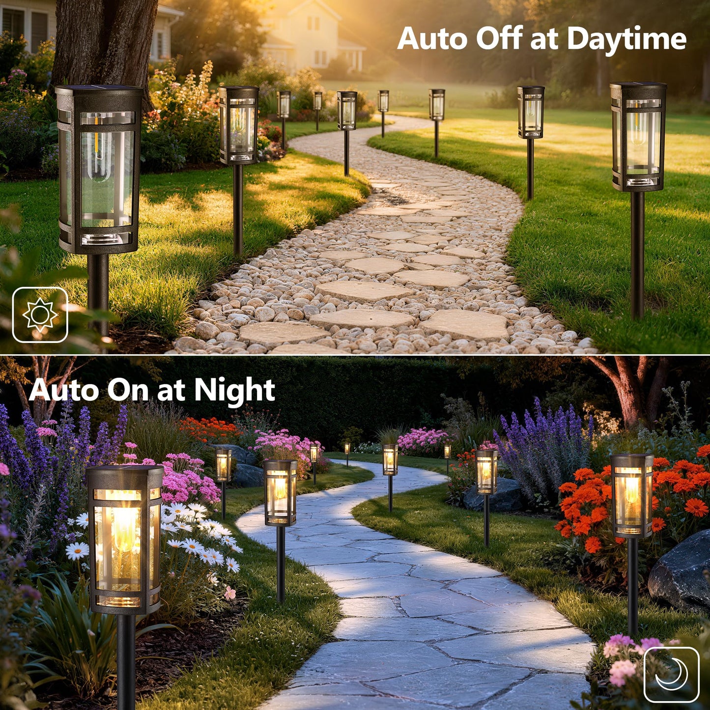 Jyoiat 6 Pack Outdoor Solar Pathway Lights - Solar Landscape Lights Outdoor Walkway Solar Garden Lights for Lawn, Path, Yard Decor (Warm White)
