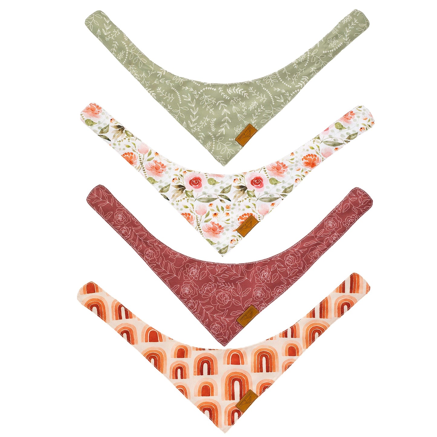 Remy+Roo Dog Bandanas - 4 Pack | Rubi Set | Premium Durable Fabric | Unique Shape | Adjustable Fit | Multiple Sizes Offered | (Large)