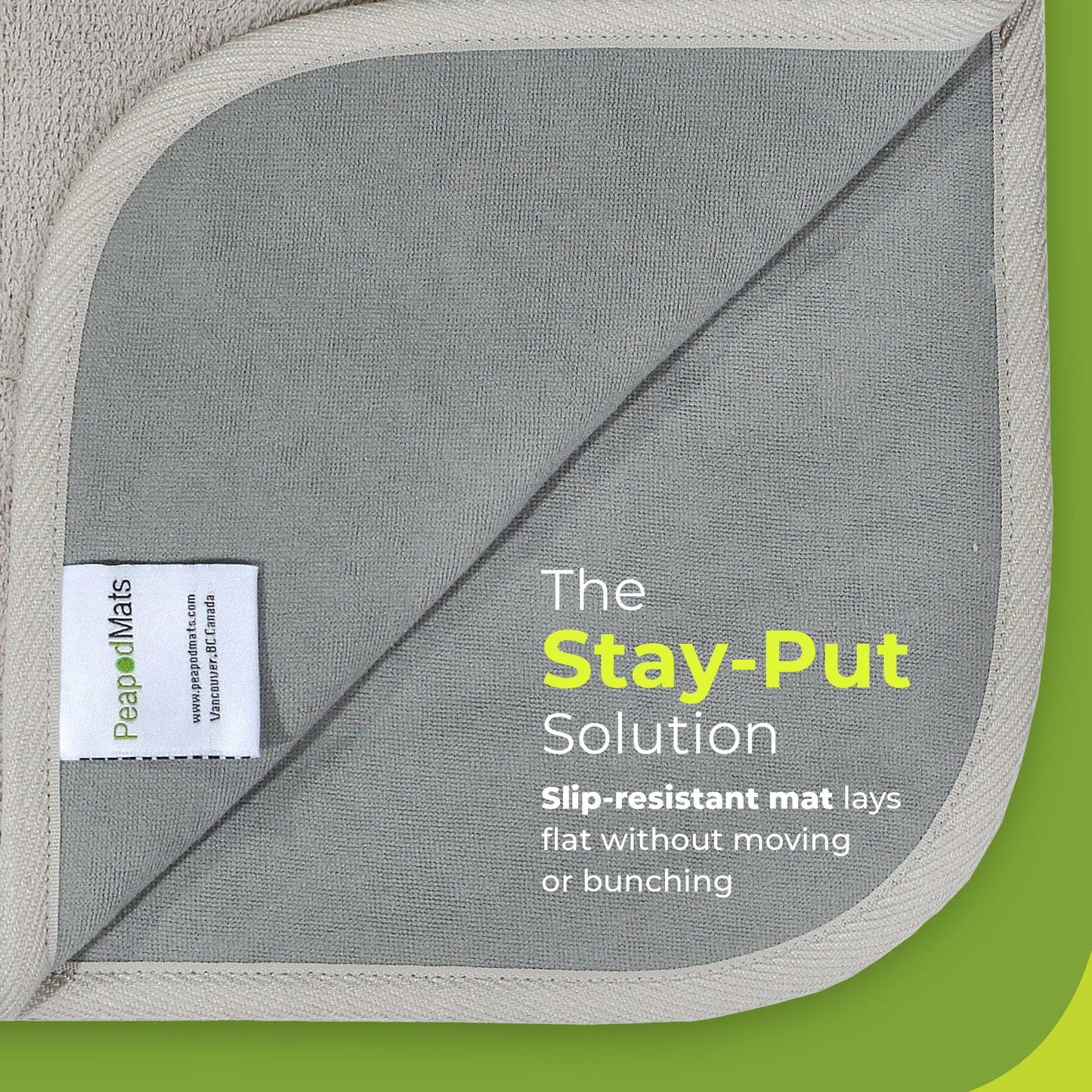 PeapodMats Bedwetting & Incontinence Waterproof Bed Mat - Reusable Underpad. Secure Placement & Breathable. Washable. Enviro Friendly 3x3 (Sand) Mattress Protector & Pee Pad for Kids & Adults