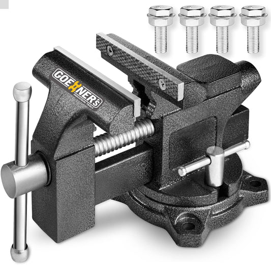 Bench Vise, 4-1/2" Vice for Workbench, Utility Combination Pipe Home Vise, Forged Steel Design, Swivel Base Bench for Woodworking with 4 mounting Bolts