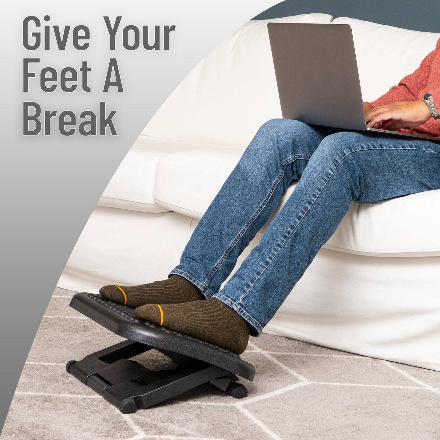 Mind Reader Rest, Ergonomic Foot, Pressure Relief for Comfort, Back, and Body, 3 Height, Black