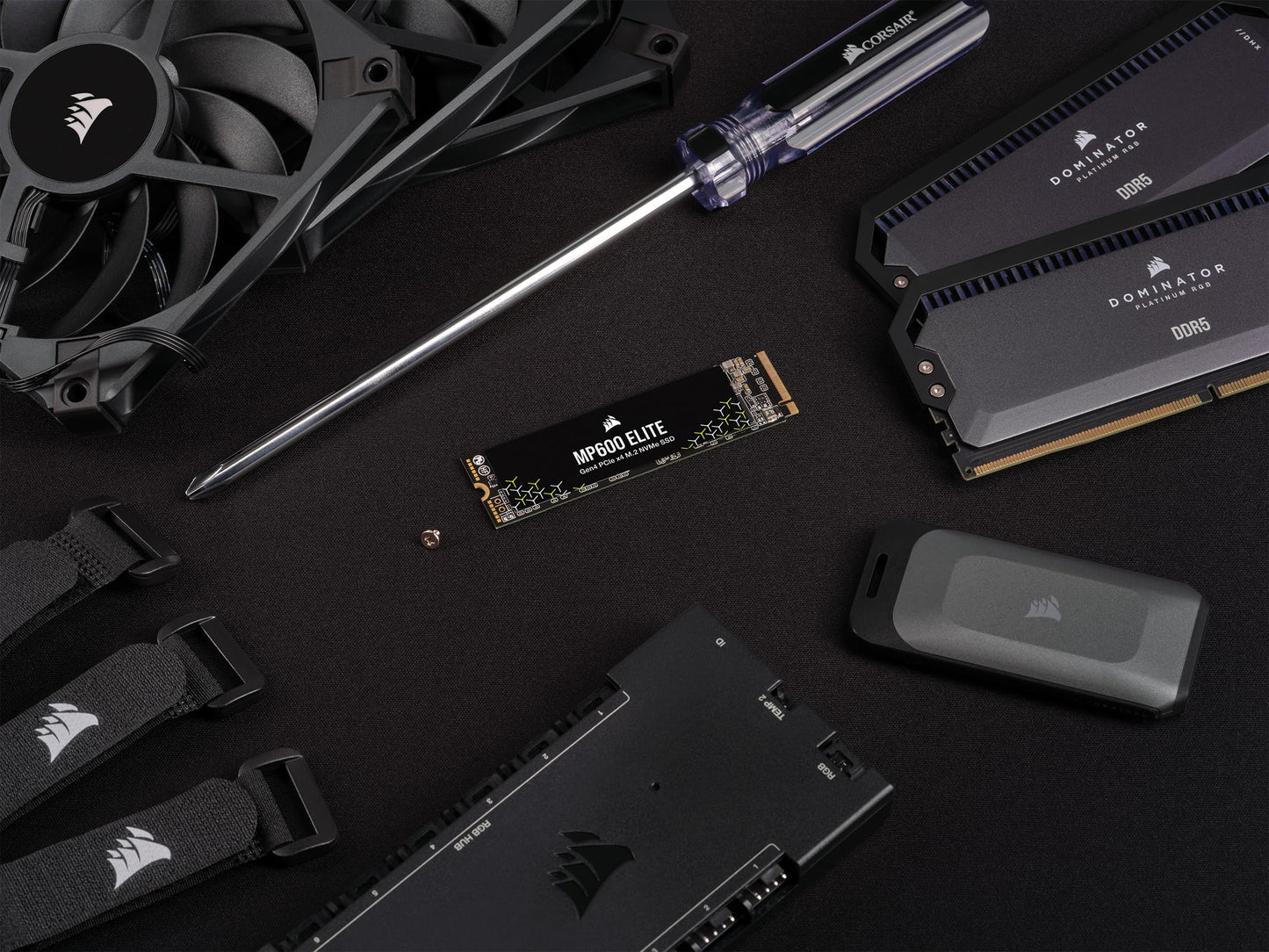 CORSAIR MP600 Elite 1TB M.2 PCIe Gen4 x4 NVMe SSD – M.2 2280 – Up to 7,000MB/sec Sequential Read – High-Density 3D TLC NAND – Black