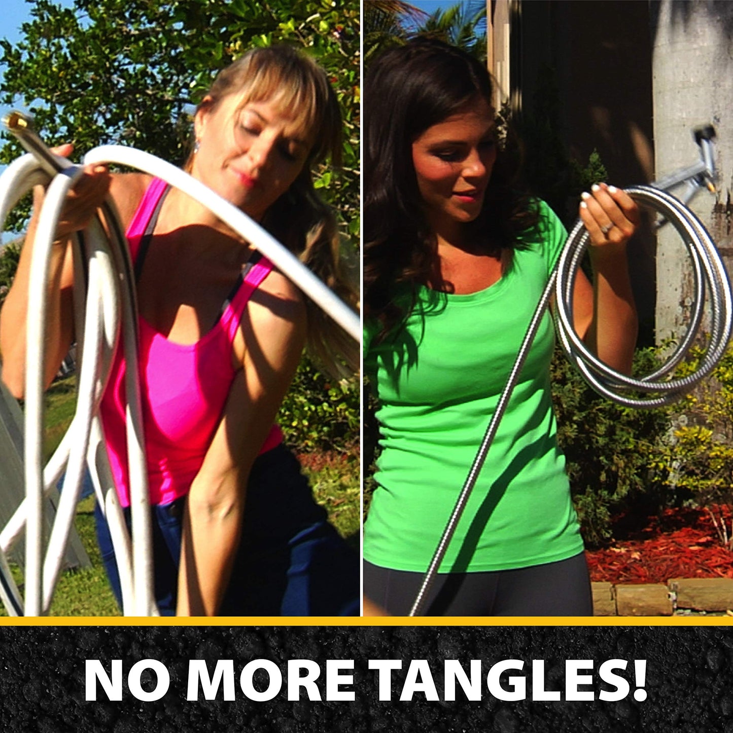 Bionic Steel 100 Ft Garden Hose with Nozzle, Rust Proof 304 Stainless Steel Water Hose 100Ft with 3/4 Aluminum Fittings, Flexible, Heavy Duty, Lightweight, Non Kinking, 500 PSI - 2025 Model