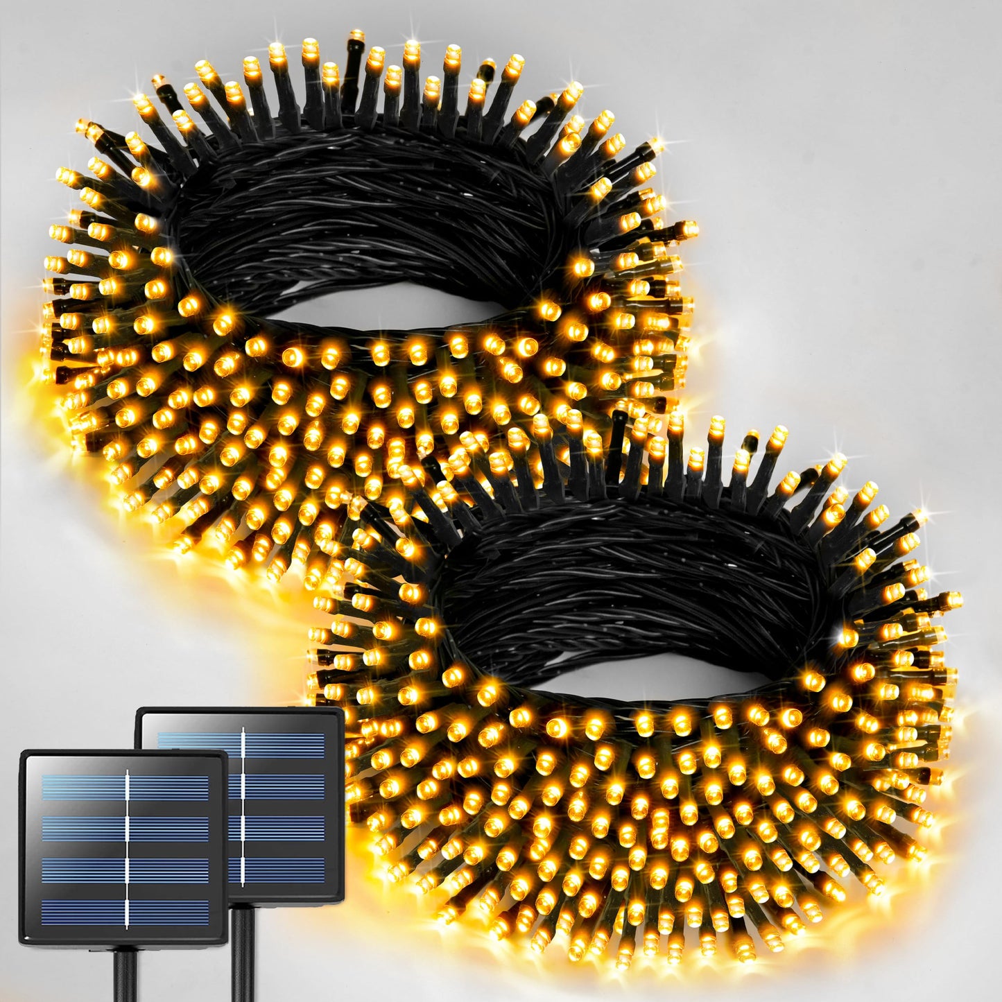 JMEXSUSS 2 Pack Solar String Lights Outdoor Waterproof, Total 400 LED 151FT Solar Christmas Lights with 8 Modes, Solar Tree Lights for Outside Garden Patio Party Christmas Decorations (Warm White)