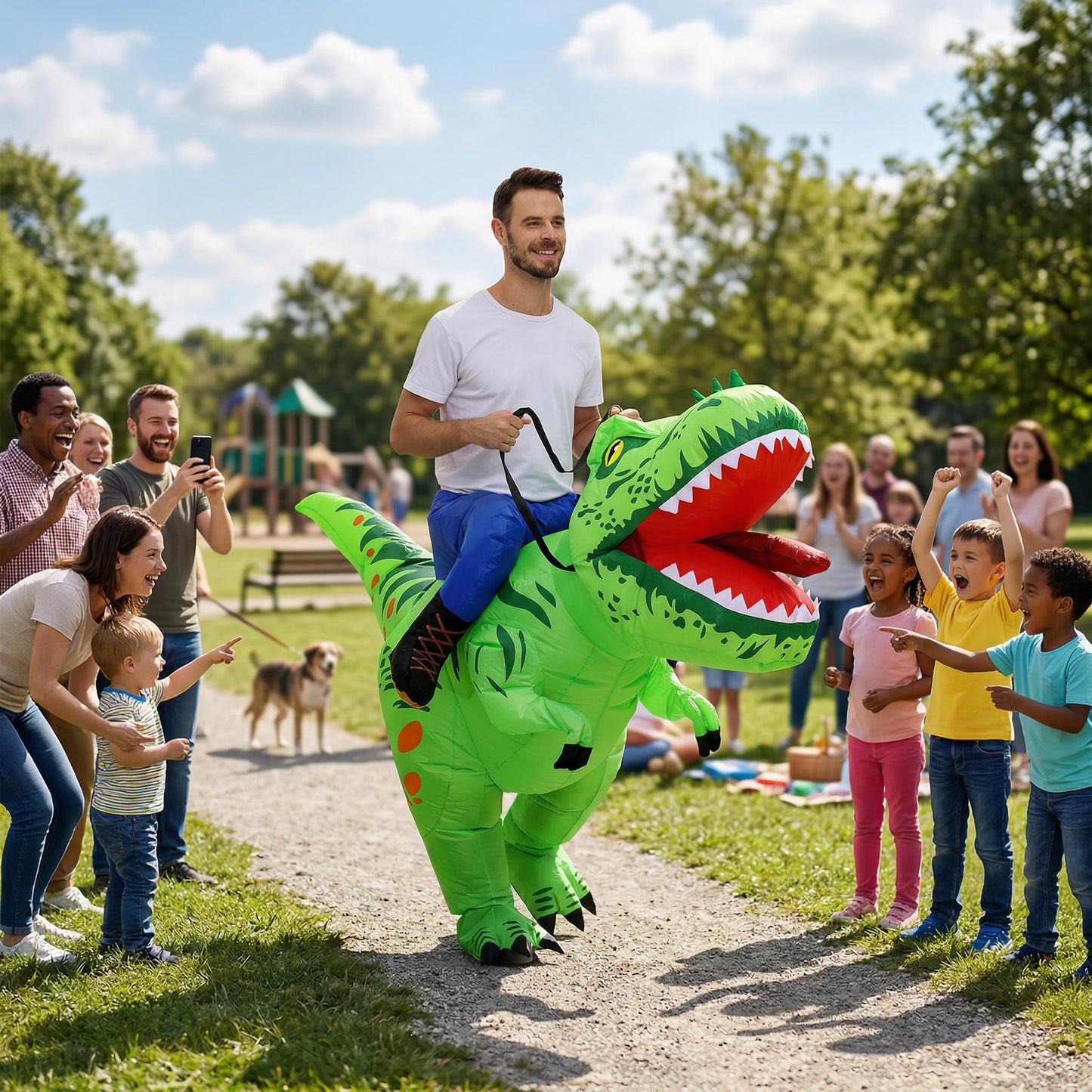 Inflatable Dinosaur Costume Funny Halloween Costumes, Blow up Costume for Halloween, Christmas, Carnival, Birthday, Party