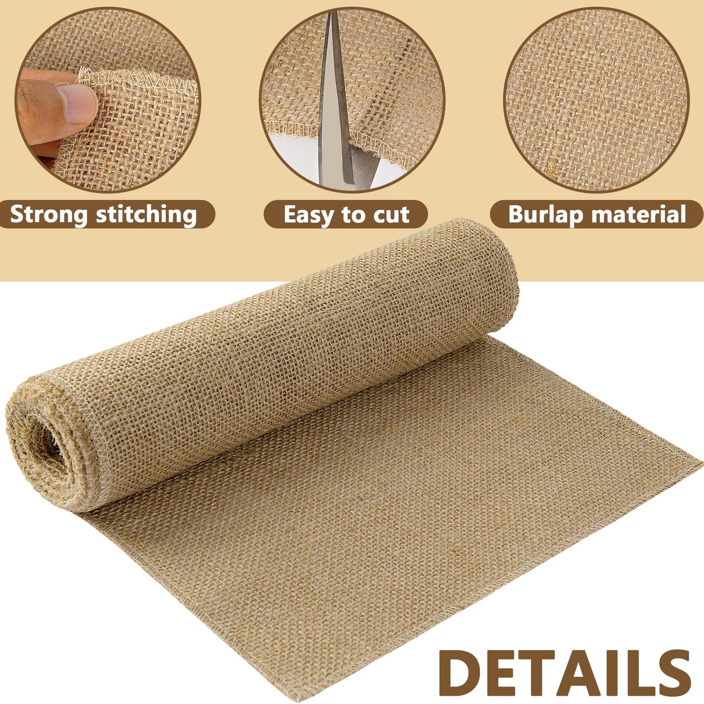 4 Rolls Natural Burlap Tree Wrap Rolls- 10in x 10ft Burlap Fabric Tree Trunk Protector- Burlap Plants Wrap Bandage with Ropes- Frost & Freeze Protection Cloth for Winter Outdoor Trees, Shrubs, Plants