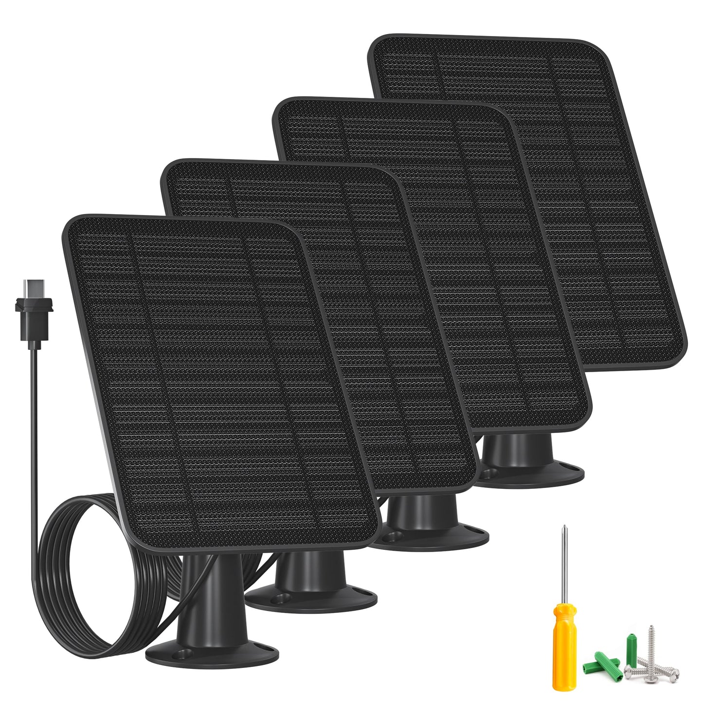 5W Solar Panel for Blink Camera Outdoor, Solar Panel Charger with Battery Compatible with New Blink Outdoor 4 (4th Gen) Camera, with 13.1ft Cable, IP65 Weatherproof, Includes Secure Wall Mount, 4 Pack