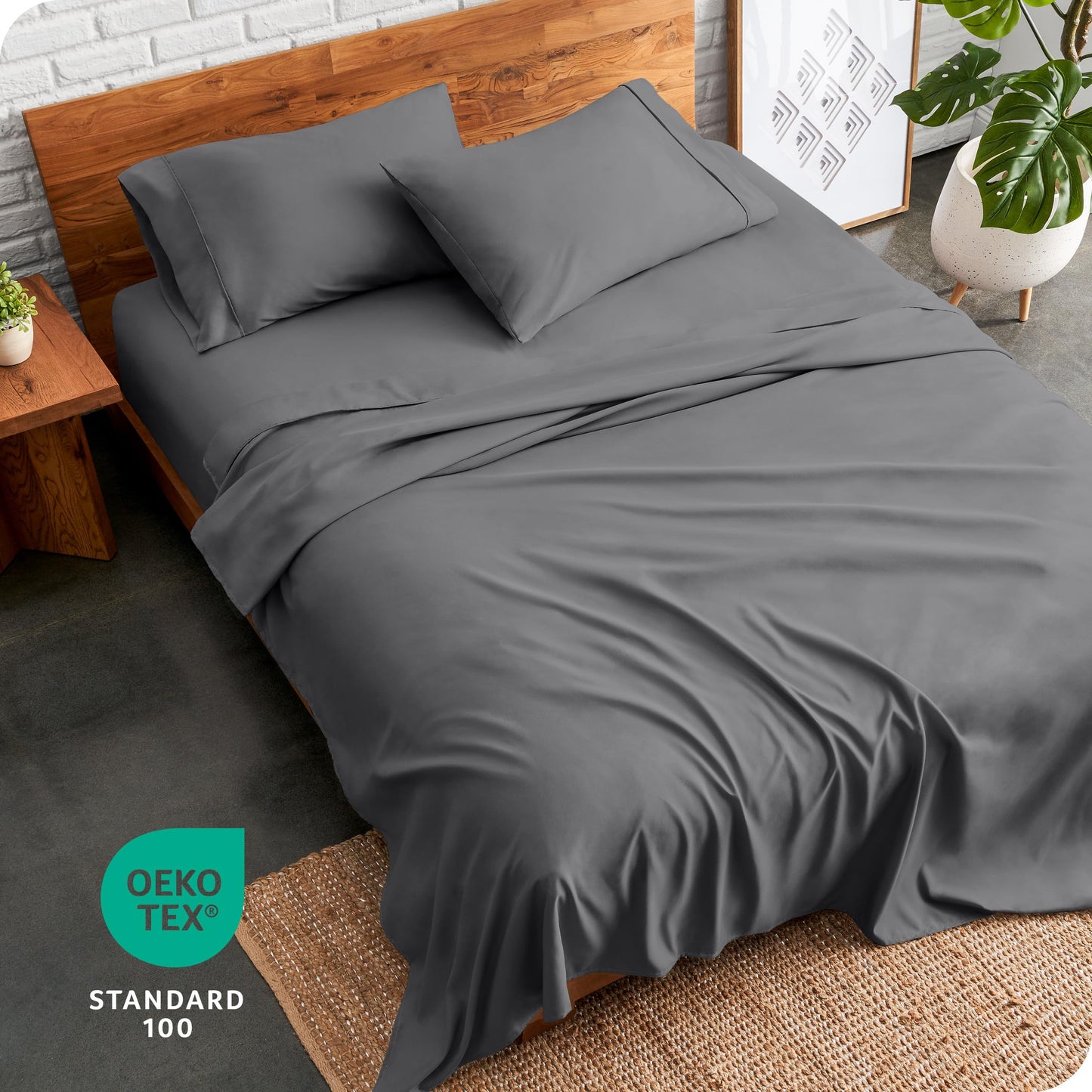 Bare Home Queen Sheet Set - 1800 Ultra-Soft Microfiber Queen Bed Sheets - Double Brushed - Queen Sheets Set - Deep Pocket - Bedding Sheets & Pillowcases (Queen, Grey)