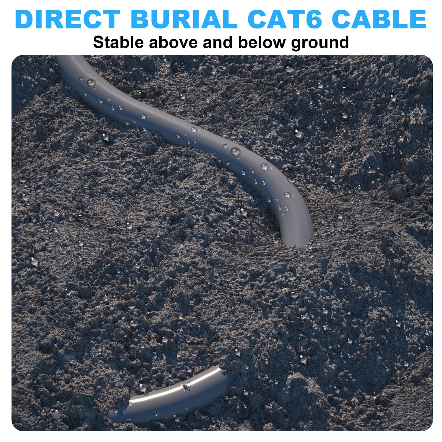 Cat 6 Outdoor Ethernet Cable 250ft (16 RJ45), 23AWG Cat6 Shielded Ethernet Cable Bulk, FTP, Waterproof, Direct Burial, In-Ground, UV Resistant, Network, Internet, LAN Cables Cord, for Router