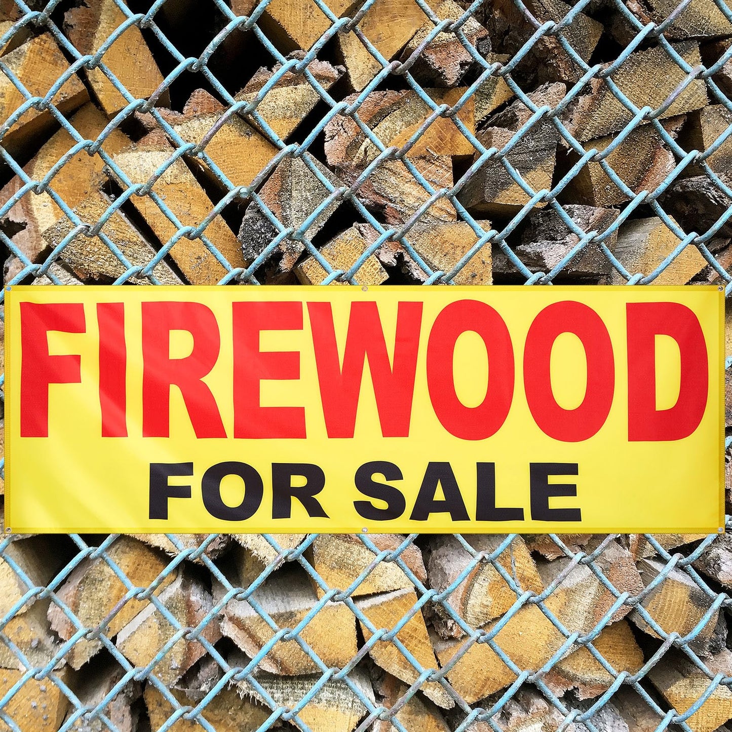Aliceset 3 x 8 ft Firewood for Sale Banner Advertising Firewood Sign with Grommets Polyester Large Weather Resistant Visibility Text for Firewood Sale Warehouse Farm Campground Resort Outdoor Bazaar