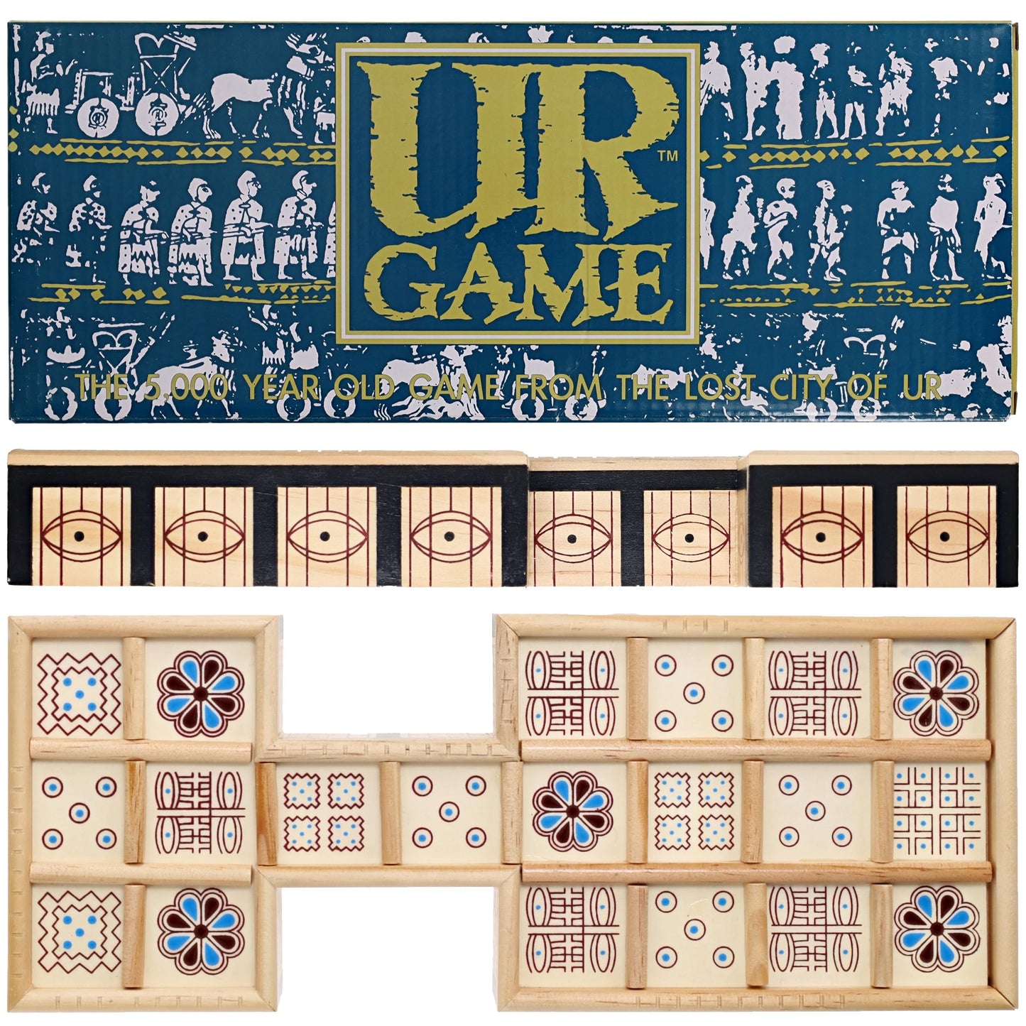 WE Games Royal Game of UR - Ancient Strategy Two-Player Board Game with 13.5” x 5.5” Wood Board & Storage Drawers, Ideal for History Enthusiasts