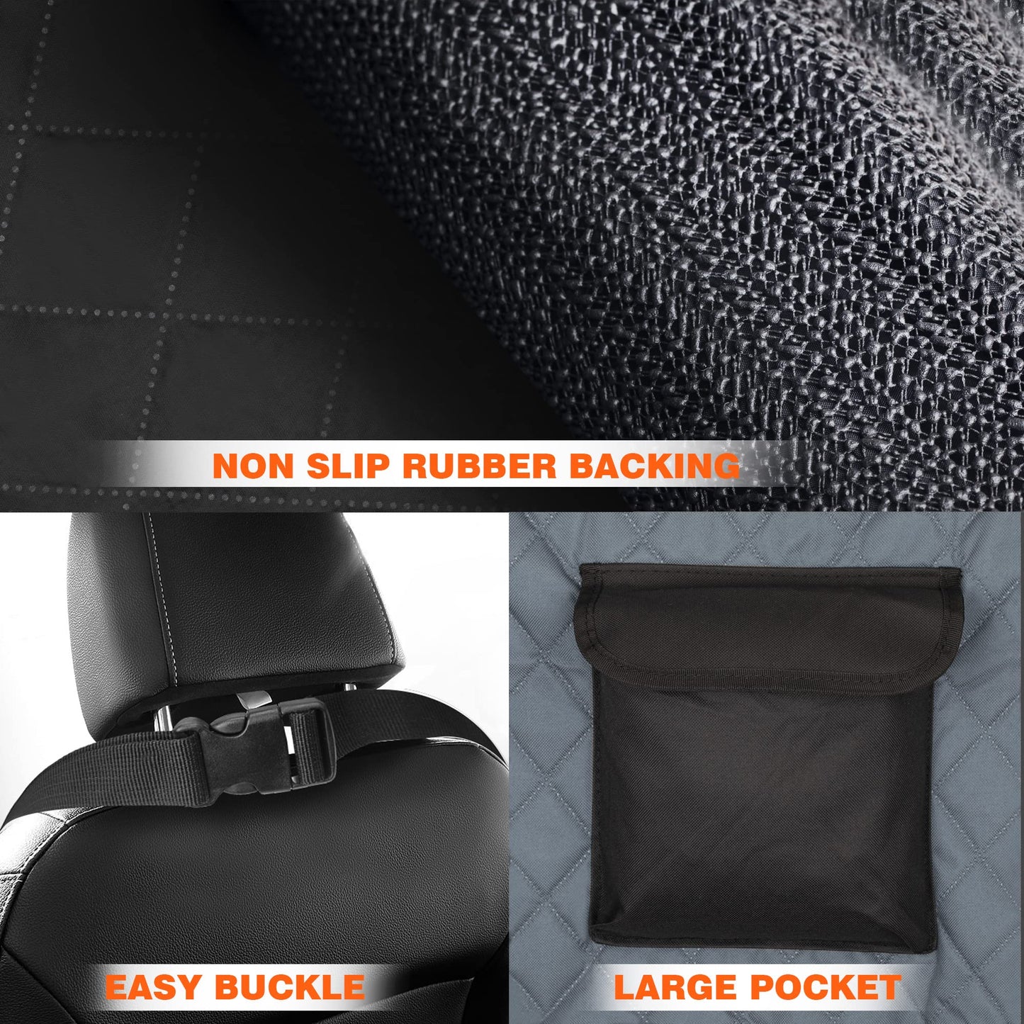 Happept Cargo Liner for Dogs Fold Down Seat, Heavy Duty Dog Mat for Car with Bumper Flap Protector, Dog Seat Cover for SUV Trunk for Sedans Vans, Universal Fit (All Black)