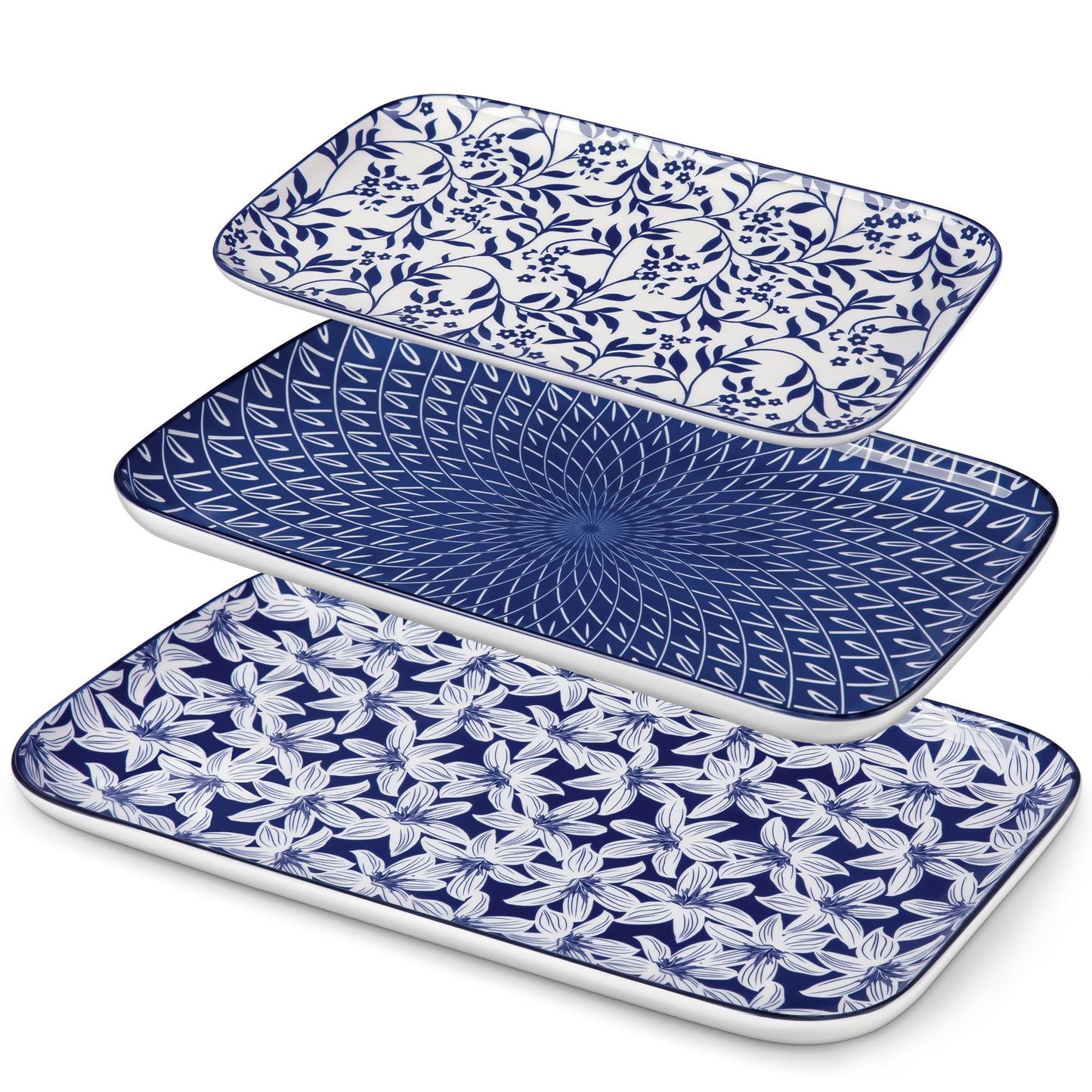 vancasso Porcelain Serving Trays for Party, Serving Platters Set of 3,Serving Dishes for Entertaining, Ceramic Party Trays and Platters for Serving Food, 16"/14"/12" Inch, Series Selene