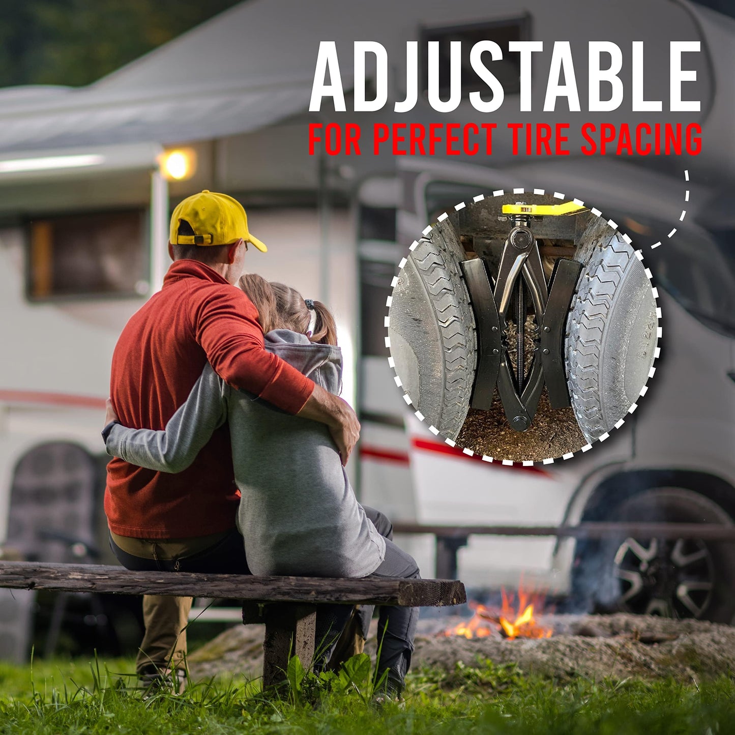 RV X-Chock Stabilizer Wheel Chocks 2 Pack, Heavy Duty Steel RV Wheel Stabilizer for Travel Trailer & Camper, Adjustable 3 7/8"-12" Tire Spacing, Anti-Slip & Rust-Proof RV Leveling Accessory