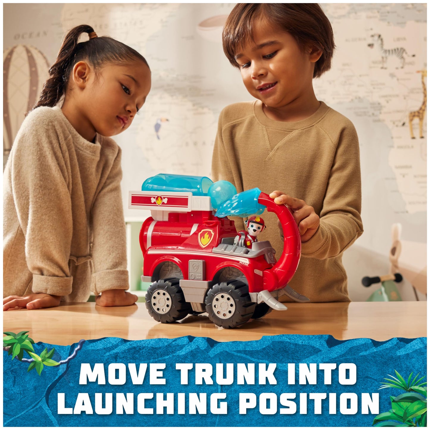 PAW Patrol Jungle Pups, Marshall Elephant Firetruck with Projectile Launcher, Toy Truck with Action Figure, Kids Toys for Boys & Girls Ages 3 and Up