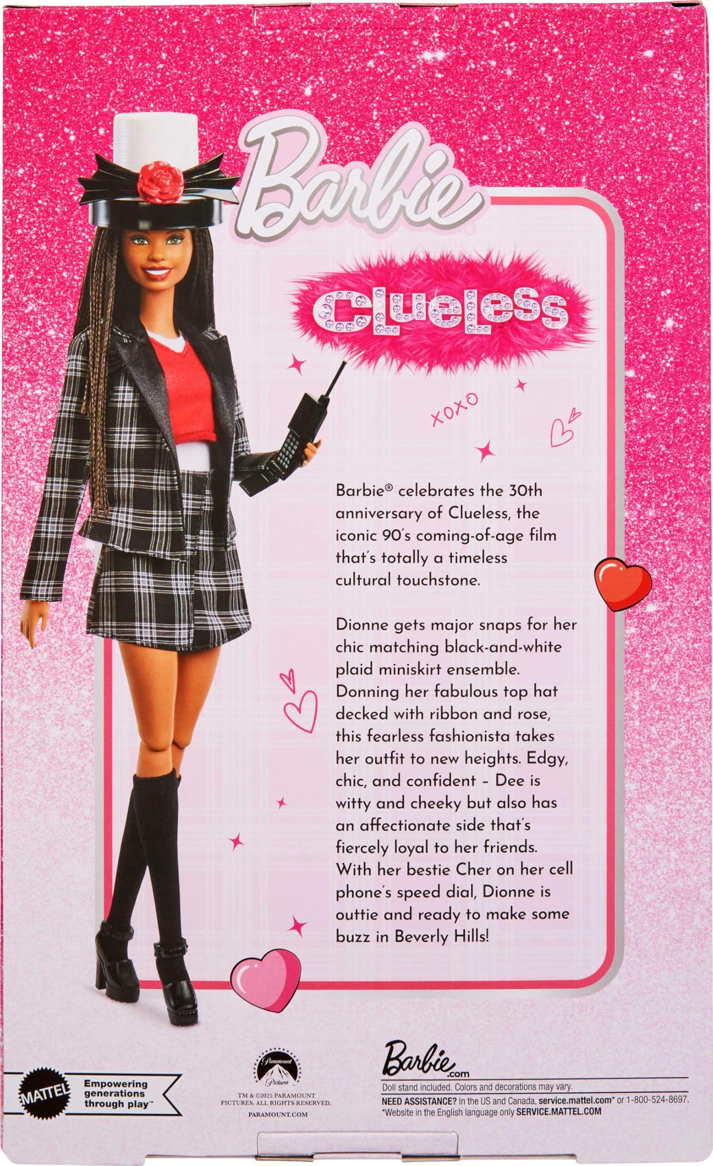 Barbie Signature Doll, Clueless Dionne Collectible with Black-and-White Plaid Suit, Top Hat, & Cell Phone Accessory