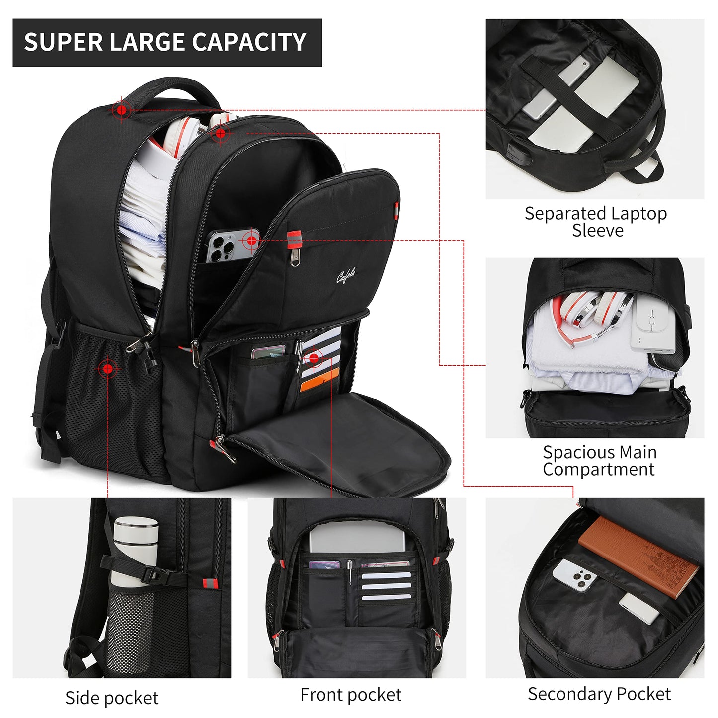 Backpack for Men and Women,School Backpack for Teens,17.3 inch Travel Laptop Backpack,Water Resistant College Bookbag Sturdy Computer Rucksack,Business Casual Daypack,Black