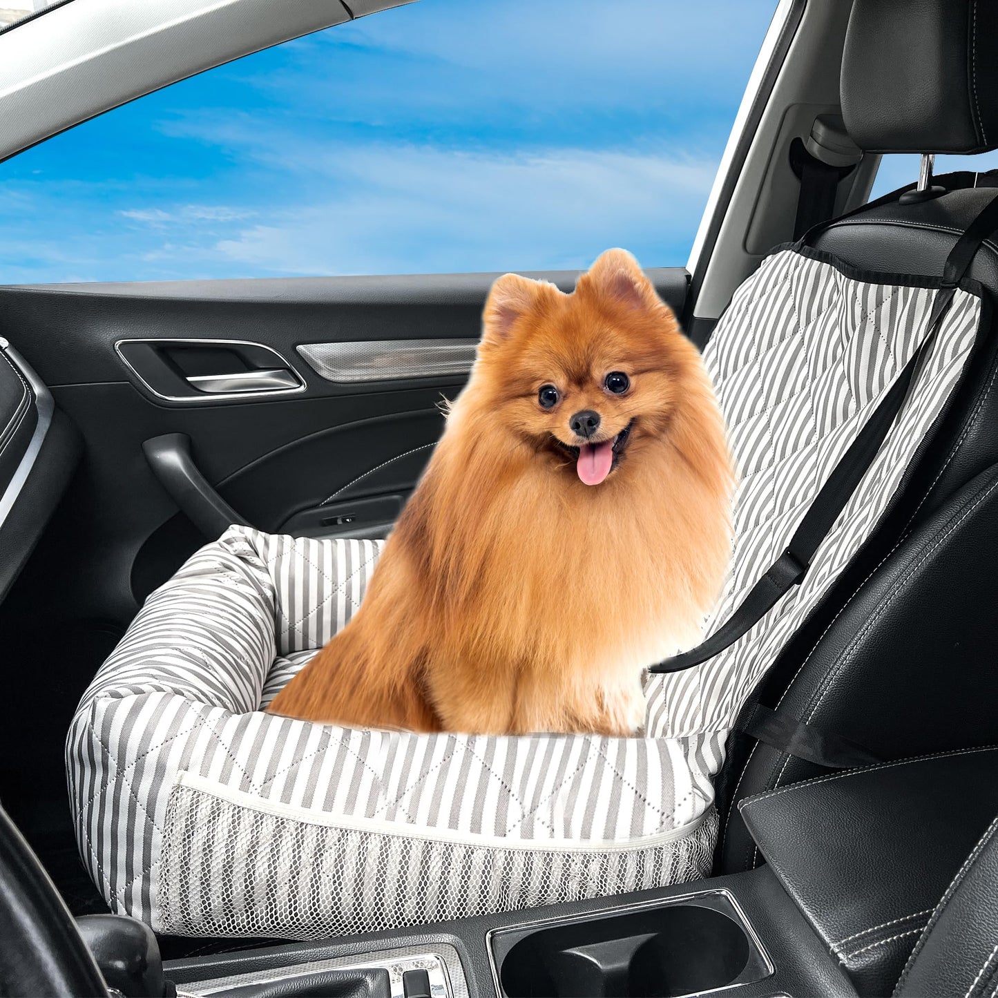 GeerDuo Dog Car Bed Seat for Small and Medium Dogs, Dog Booster Seat Sofa Pet Bed, Portable Dog Car Travel Carrier Bed (Medium)