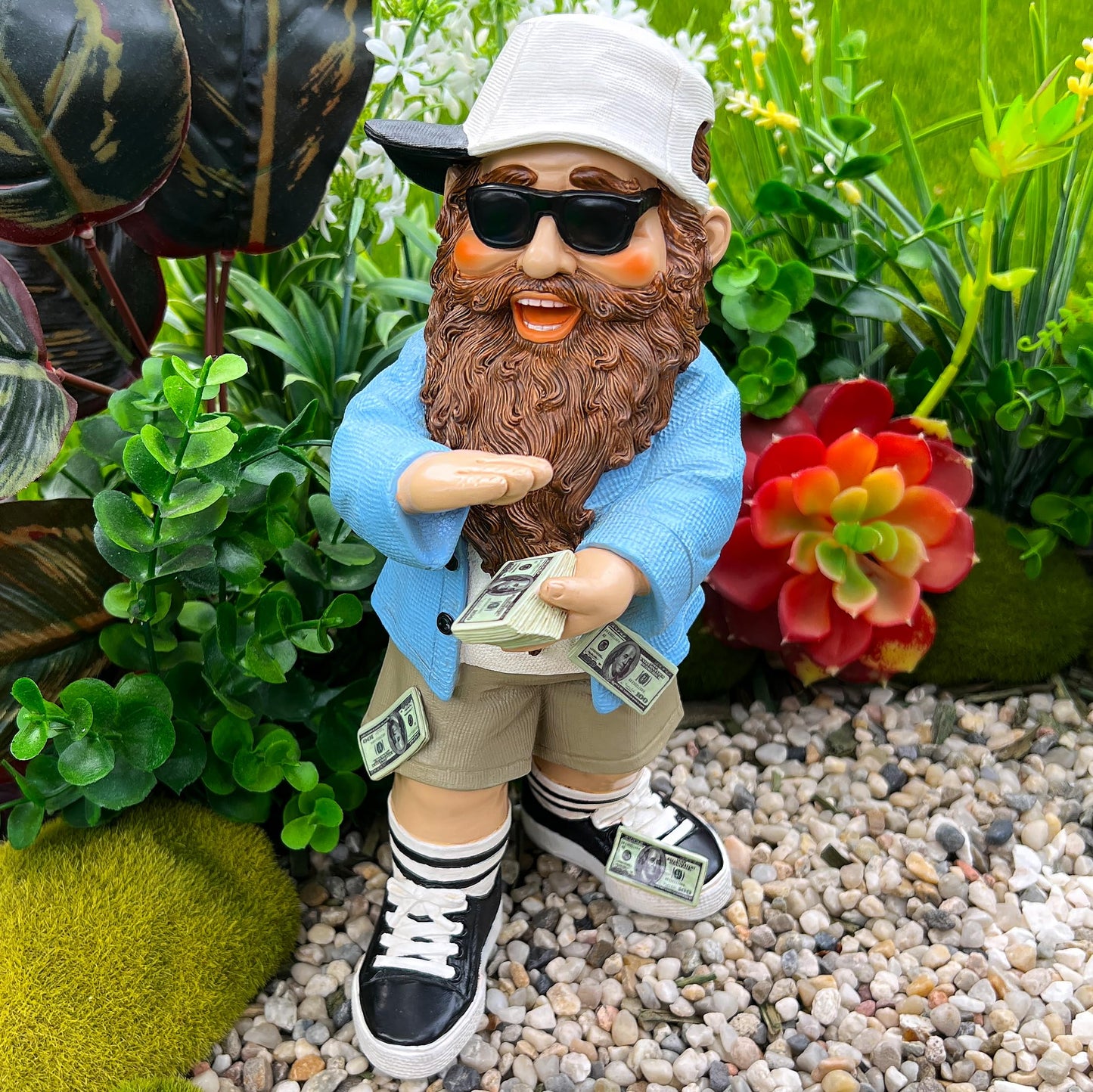 Mood Lab Garden Gnome - Rich Gnome Statue - 9.25 Inch Tall Lawn Gnome Figurine - for Outdoor or House Decor