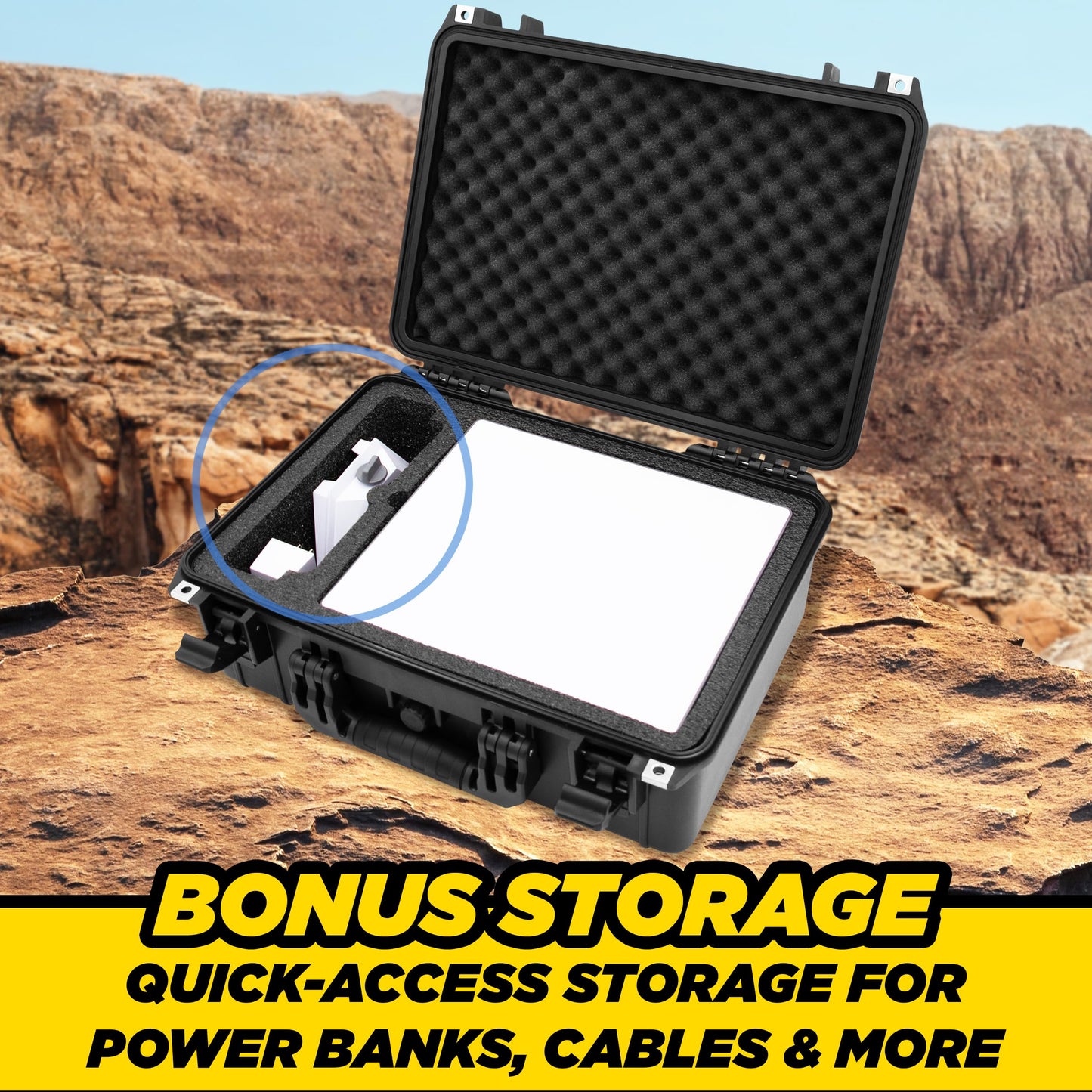 CASEMATIX Travel Case Compatible with Starlink Mini Dish, Mount, Cables, Power Supply & More - IPX7 Waterproof, Professionally Cut Impact-Resistant Closed Cell Foam with Separate Accessory Storage