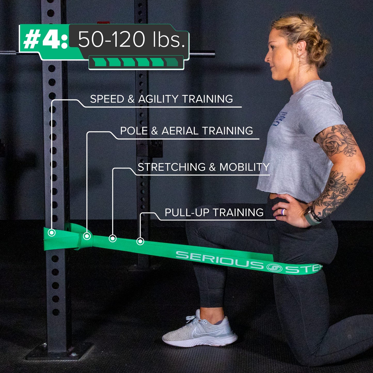 Serious Steel Assisted Pull-Up Band, Resistance & Stretch Band | Powerlifting Bands | Pull-up and Band Starter e-Guide Included (Single Unit) 41-inch (4 Band Set)
