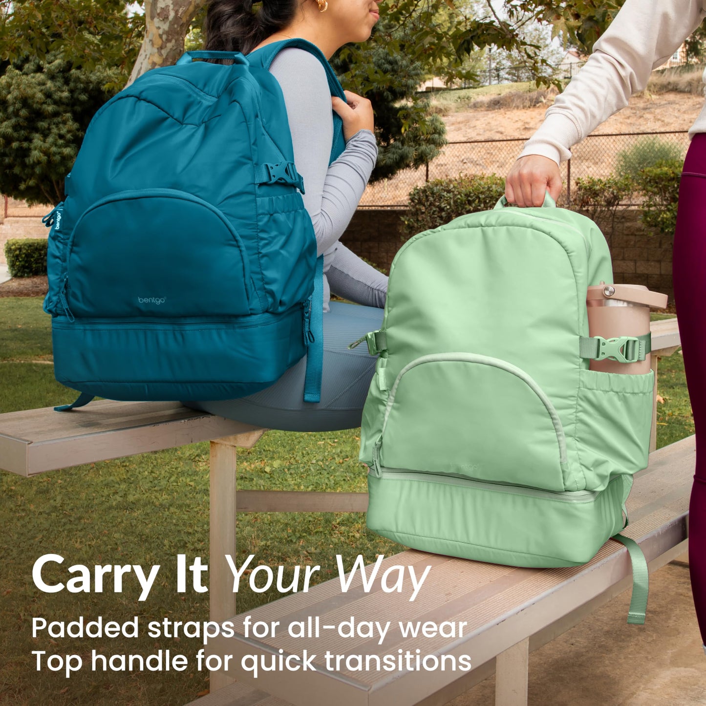 Bentgo® 2-in-1 Adult Backpack & Insulated Lunch Bag – Lightweight, Water-Resistant Travel Backpack with 9 Compartments, Laptop Sleeve & Trolley Sleeve for Work & Everyday Use (Deep Teal)