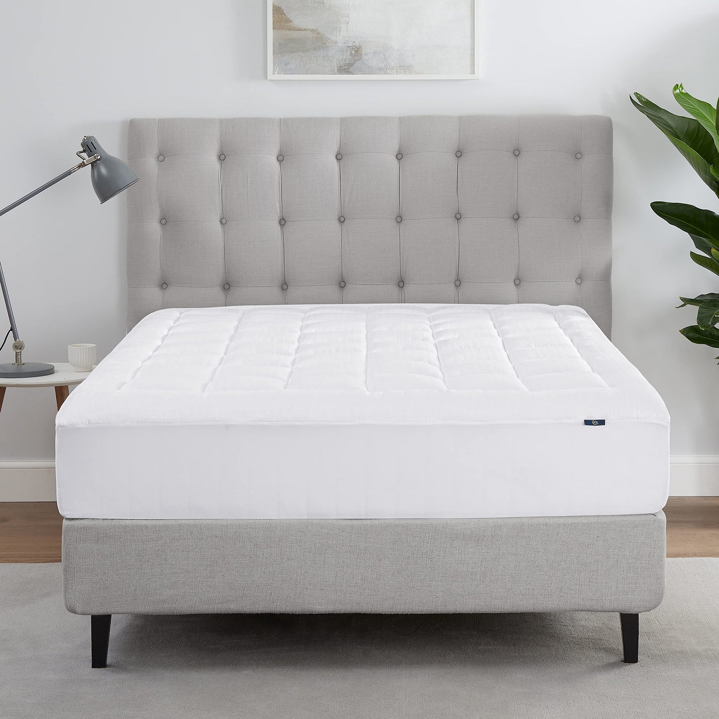 Serta ComfortSure Twin XL Mattress Cover, Fitted Pillow Top Mattress Pad, Super Soft and Breathable Quilted Cotton Protector with 18" Elastic Deep Pockets for Secure Fit, White